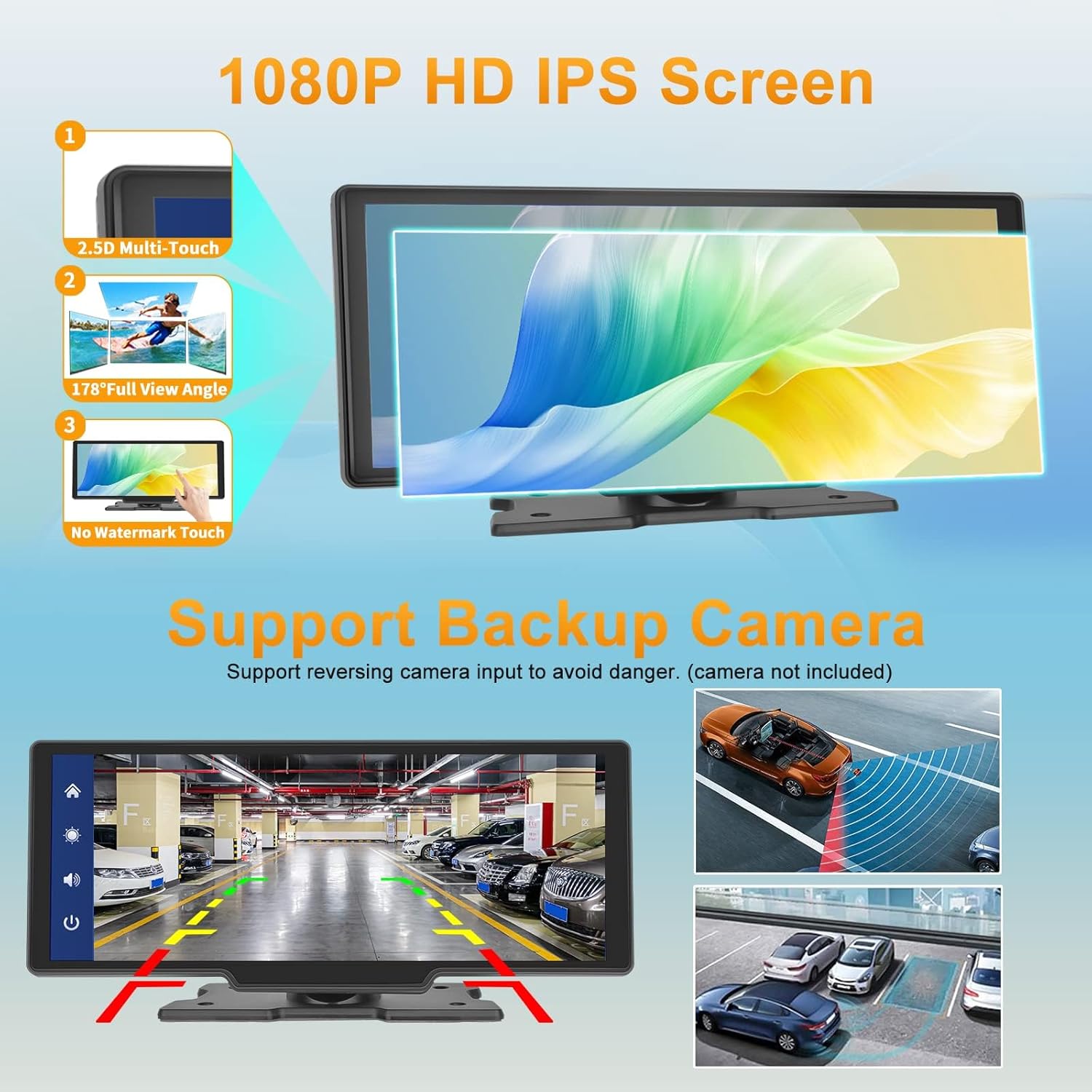 Podofo Autoradio Portatile Android Auto 9.3" Touchscreen - immagine 4