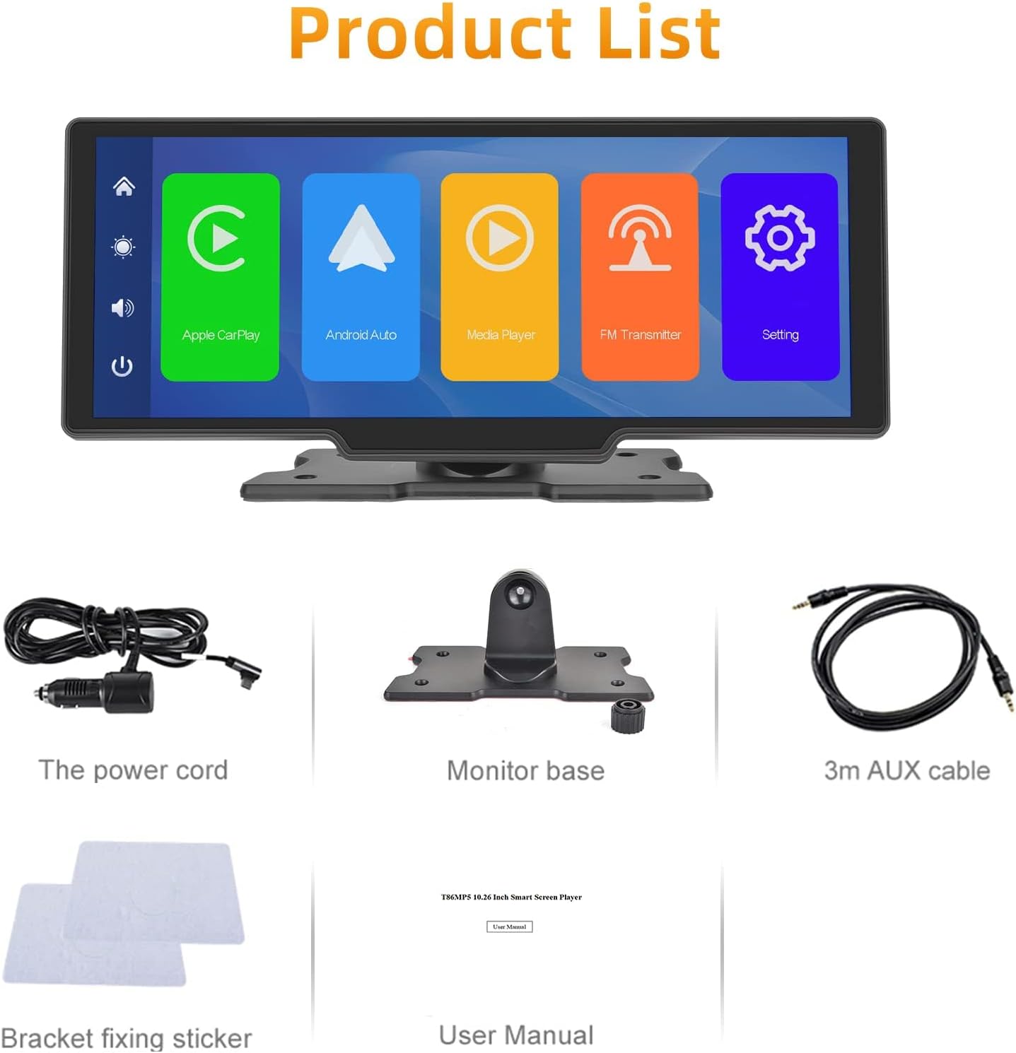 Podofo Autoradio Portatile Android Auto 9.3" Touchscreen - immagine 7