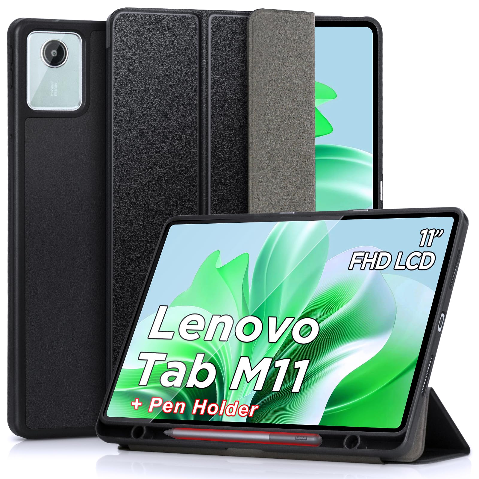 DLveer Cover per Lenovo Tab M11 11 Pollici con Porta Penna, Nero
