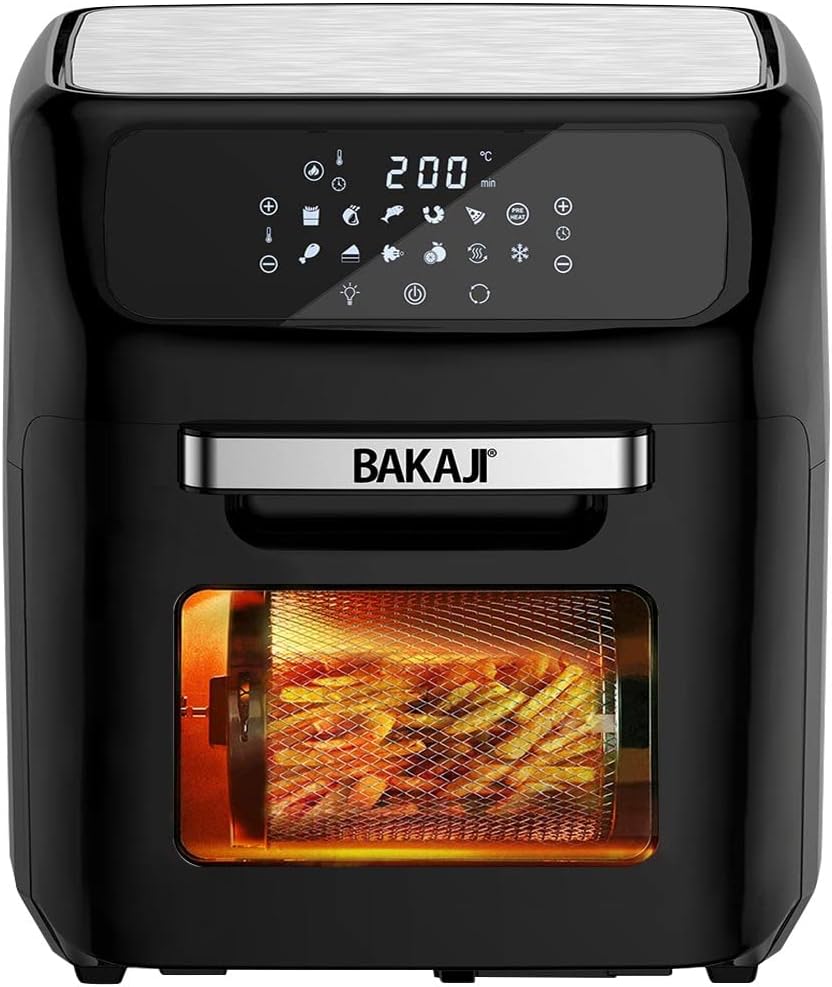 Bakaji Forno Friggitrice ad Aria Calda 12Lt 1800W, Nero