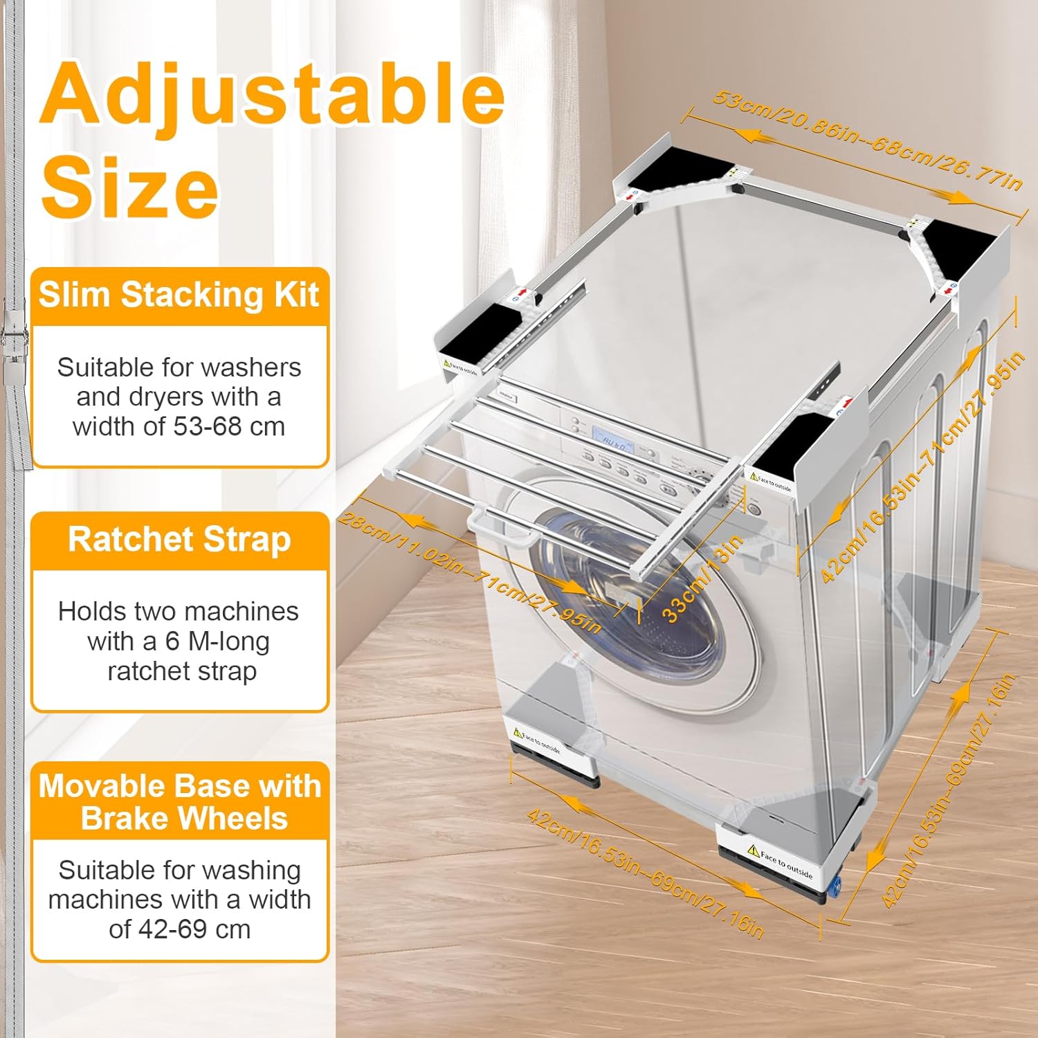 NIUXX Base Mobile Universale per Asciugatrice e Lavatrice - immagine 3