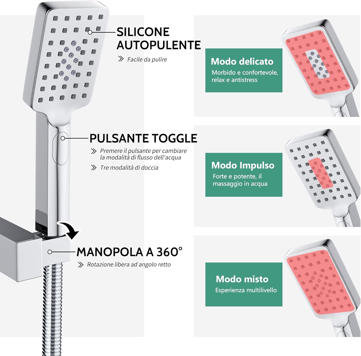 Morado Miscelatore Monocomando Doccia a Parete - immagine 3