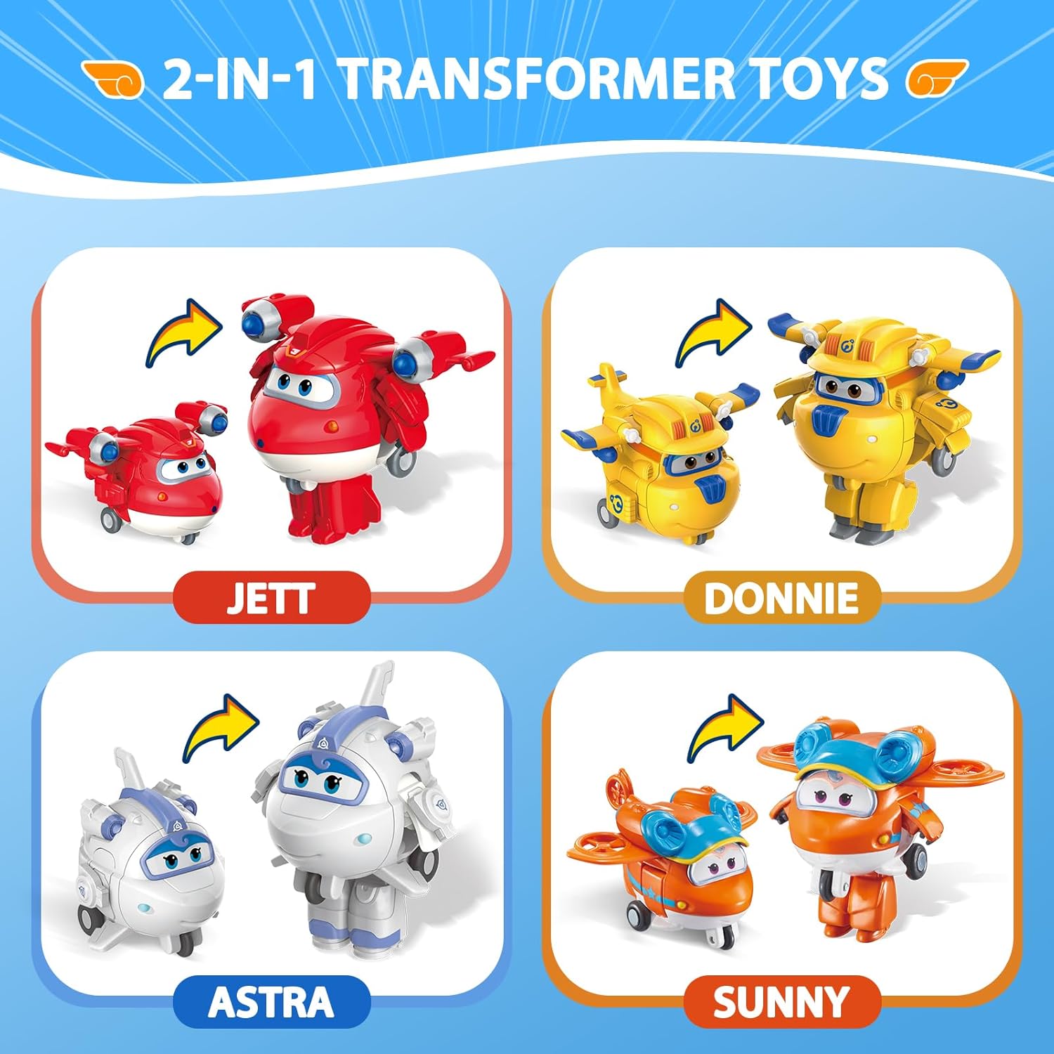 Super Wings 2” Giocattolo Trasformabile 4 Pack - immagine 2