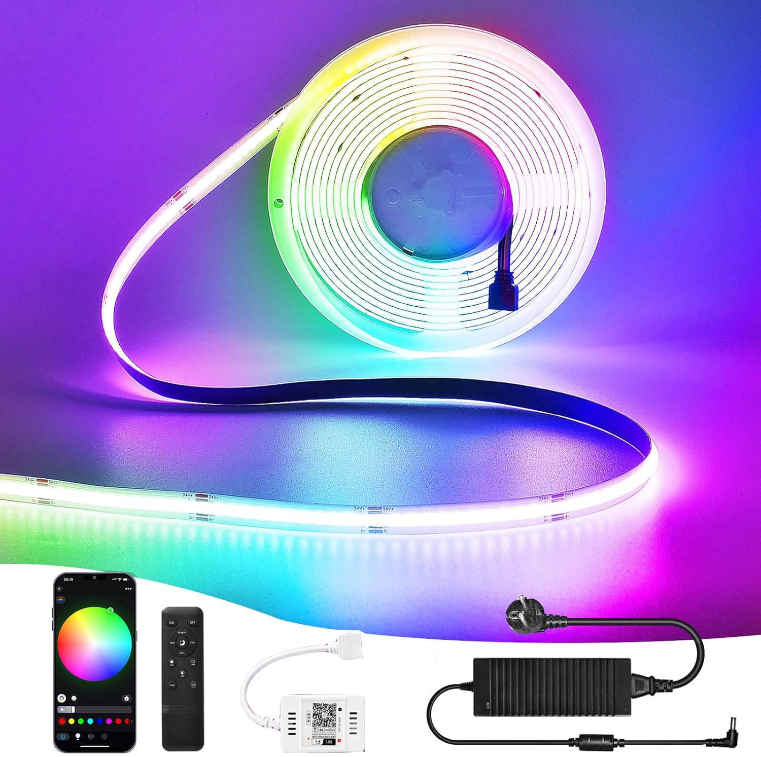Striscia LED RGB COB 10M WiFi Dimmerabile 24V | Subosi | Velz