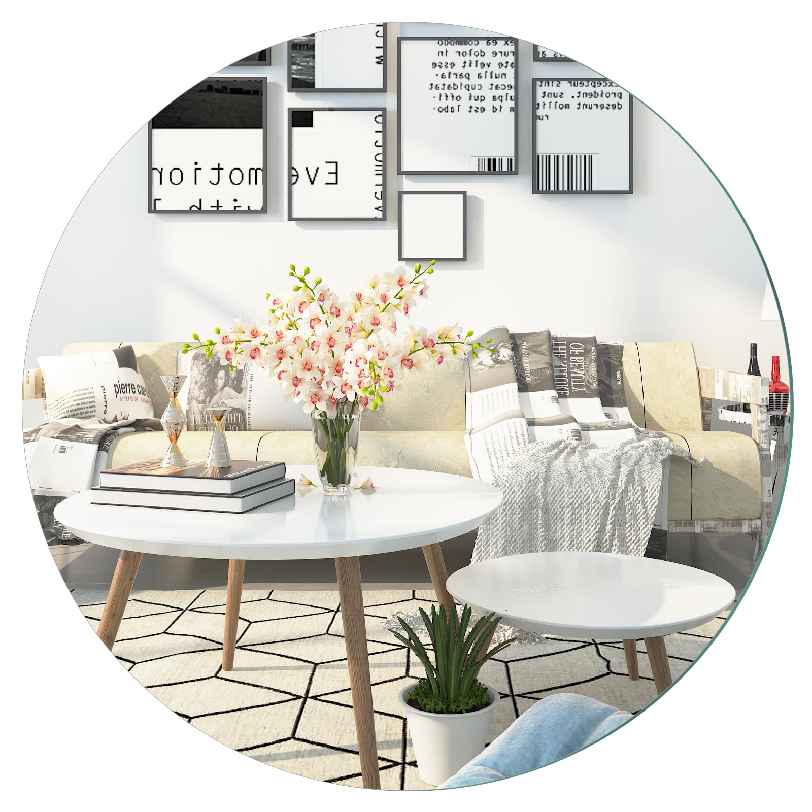 Drerio Specchio Rotondo da Parete Adesivo 50x50cm