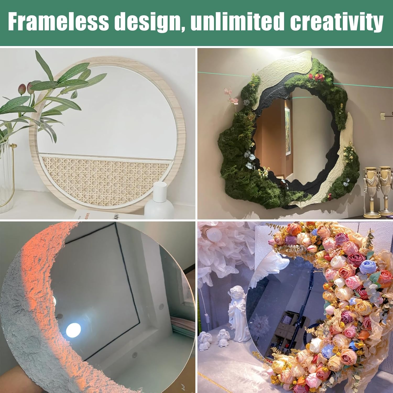 Drerio Specchio Rotondo da Parete Adesivo 50x50cm - immagine 4