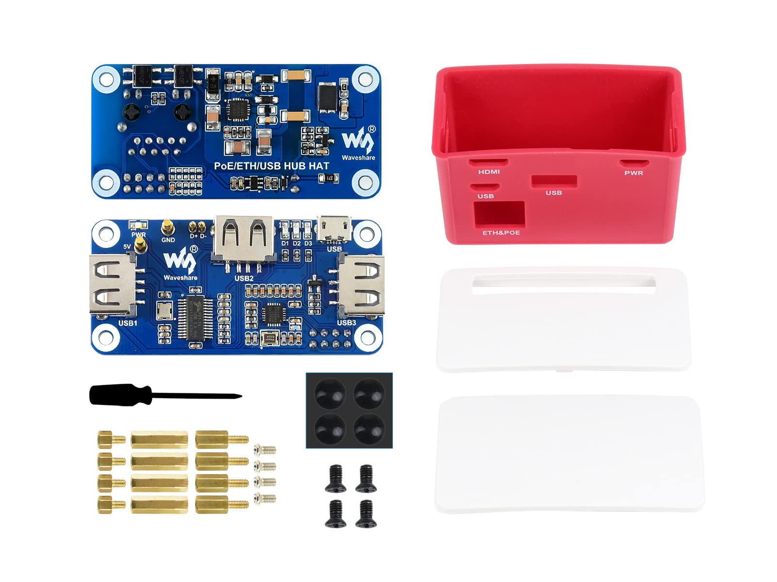 Ibest PoE Ethernet/USB HUB Hat con Box per Raspberry Pi