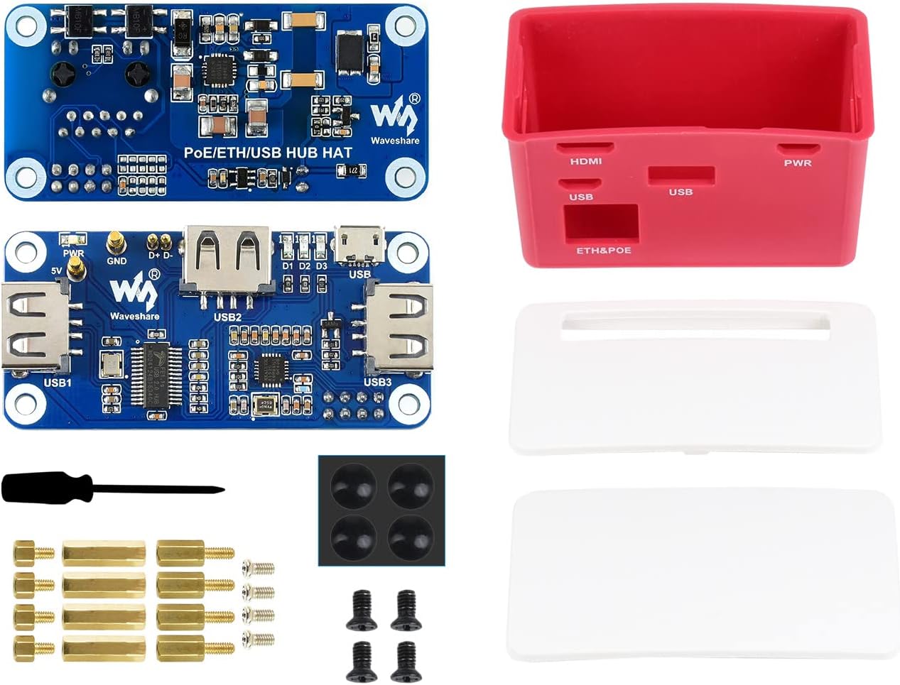 Ibest PoE Ethernet/USB HUB Hat con Box per Raspberry Pi - immagine 1