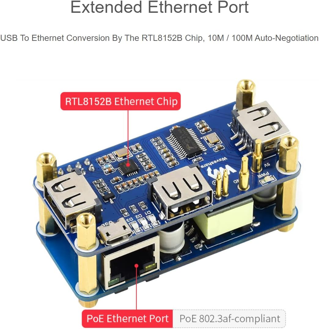 Ibest PoE Ethernet/USB HUB Hat con Box per Raspberry Pi - immagine 5