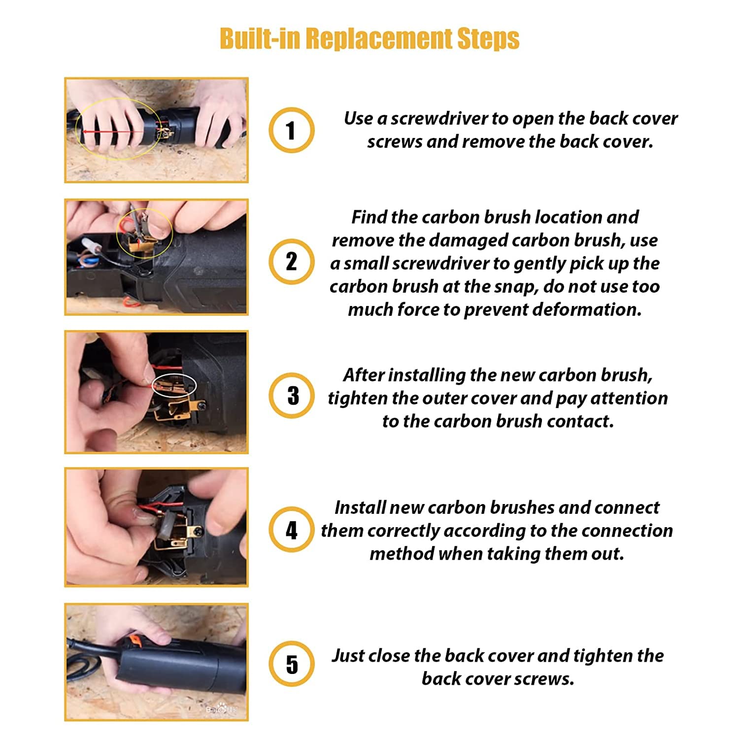 Runcci-yun 30Pezzi Spazzole di Carbone per Utensili - immagine 4