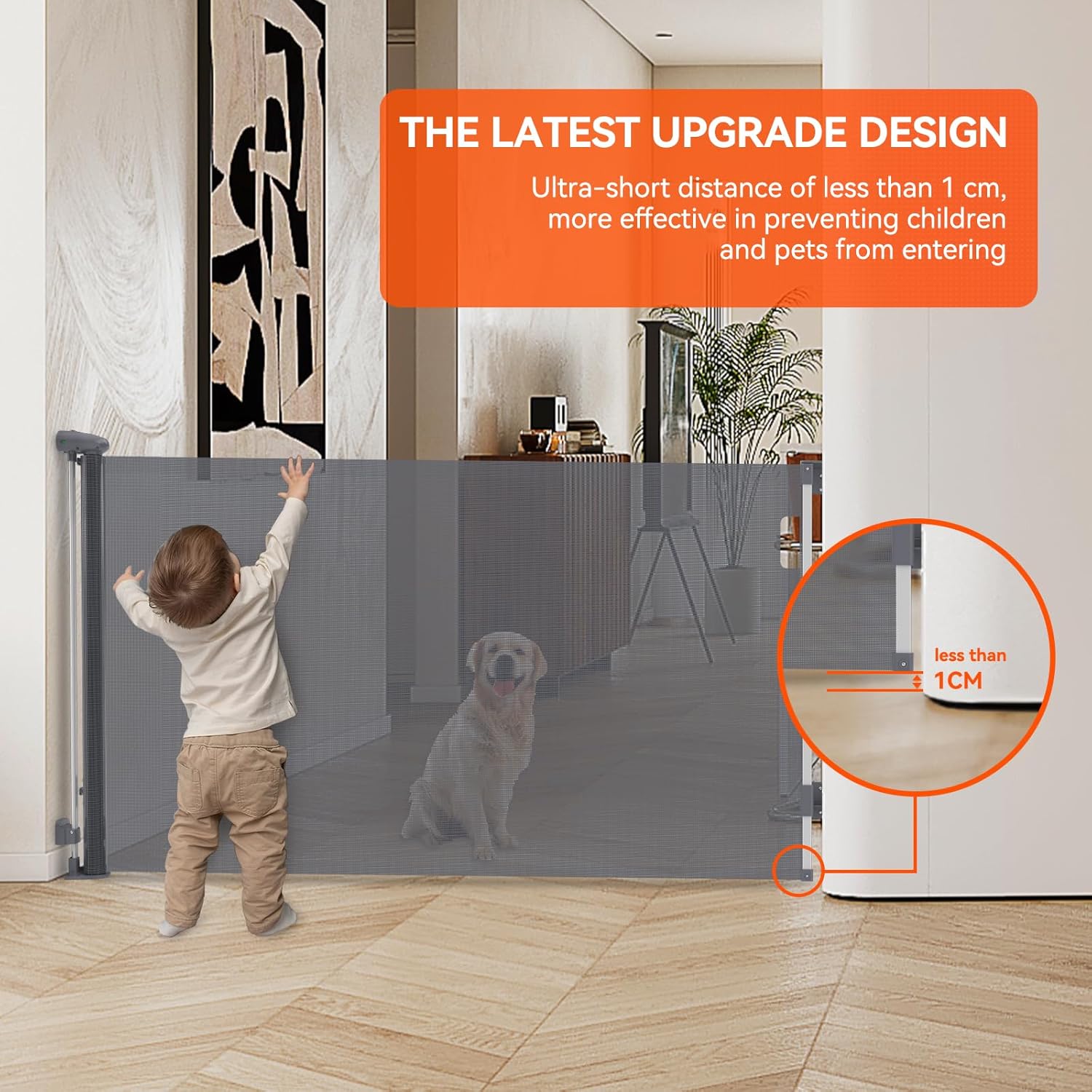 Cancelletto per Bambini Estensibile 0-140cm Cancelletto di Sicurezza Scale, Cancelletto Retrattile per Animali Domestici, Operazione con una Sola Mano per Corridoi Interni ed Esterni, Grigio - immagine 2