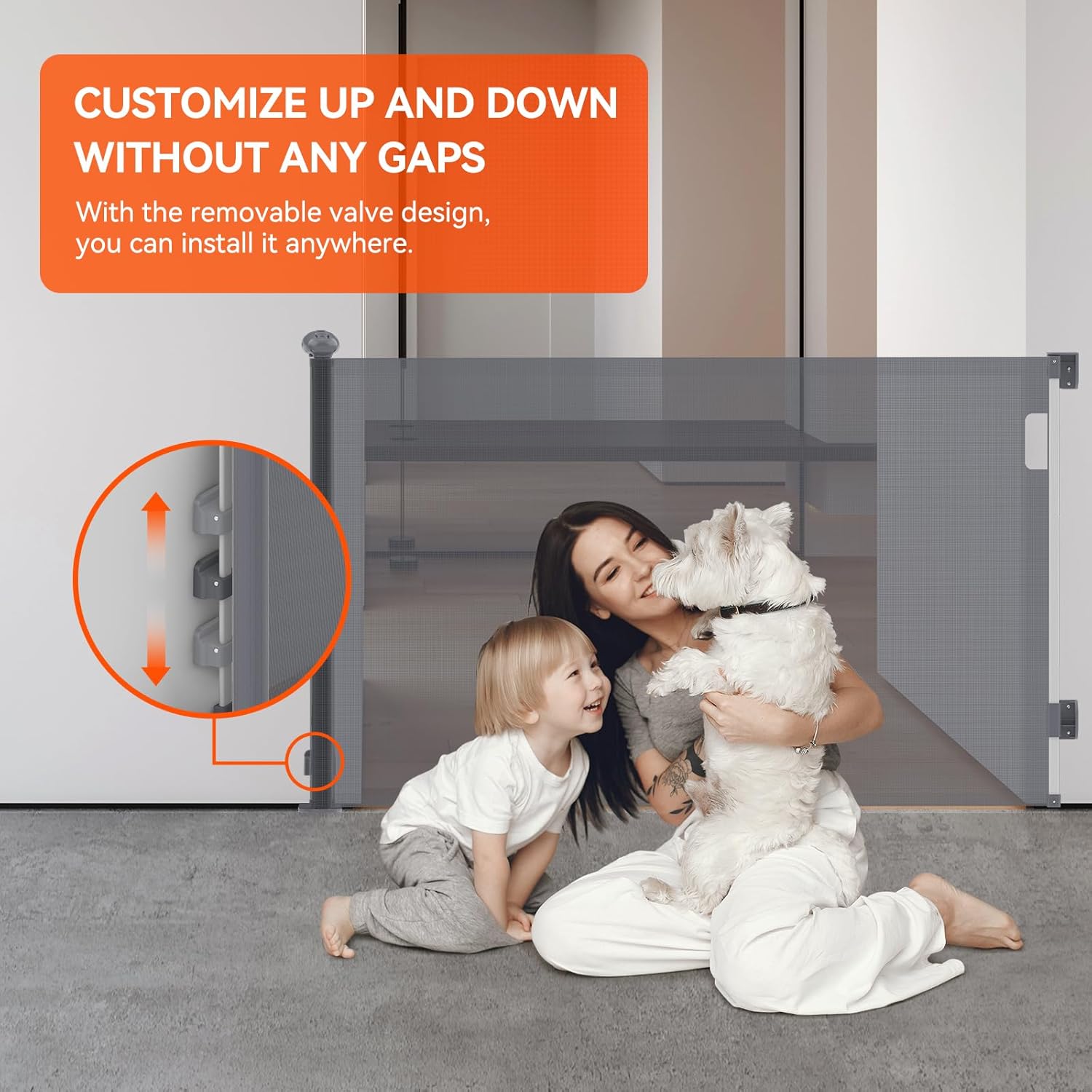 Cancelletto per Bambini Estensibile 0-140cm Cancelletto di Sicurezza Scale, Cancelletto Retrattile per Animali Domestici, Operazione con una Sola Mano per Corridoi Interni ed Esterni, Grigio - immagine 3