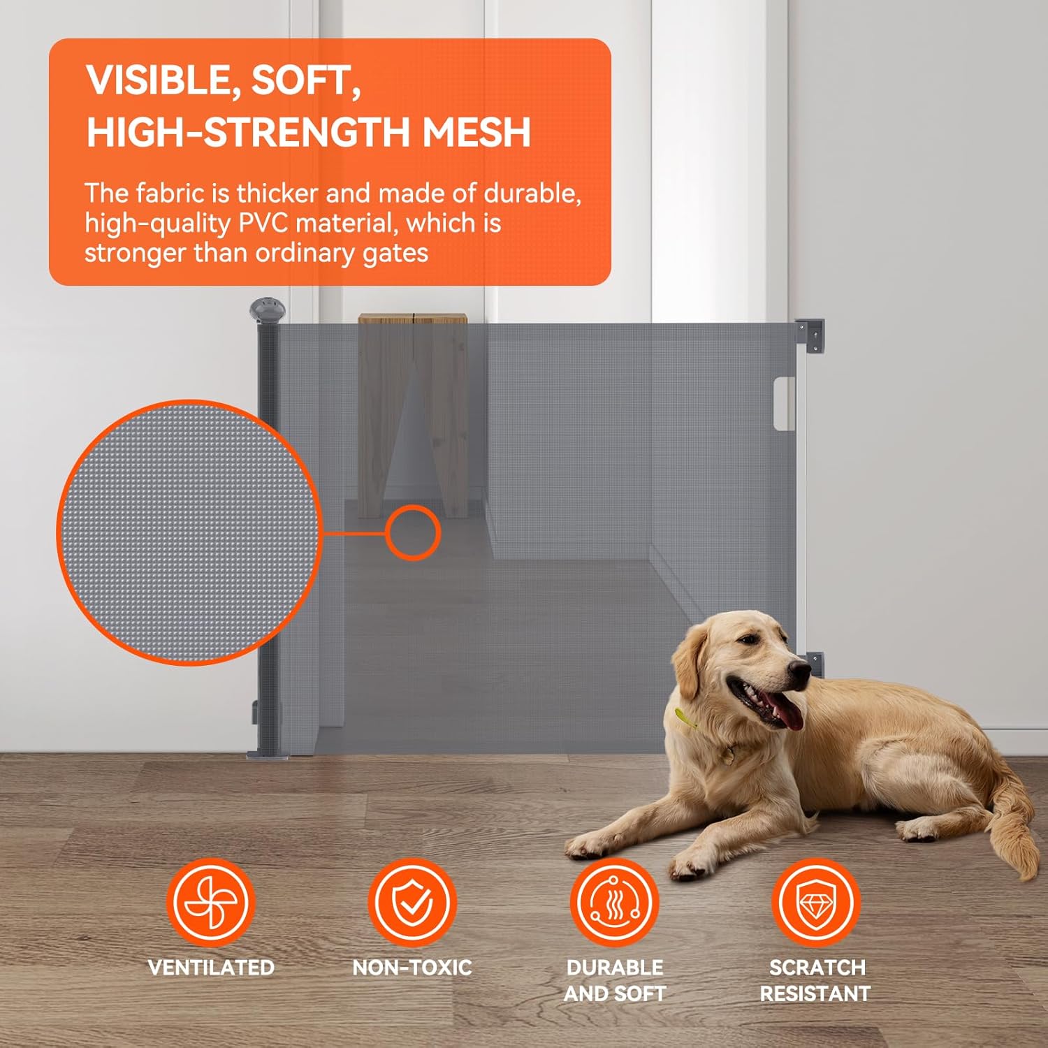 Cancelletto per Bambini Estensibile 0-140cm Cancelletto di Sicurezza Scale, Cancelletto Retrattile per Animali Domestici, Operazione con una Sola Mano per Corridoi Interni ed Esterni, Grigio - immagine 5
