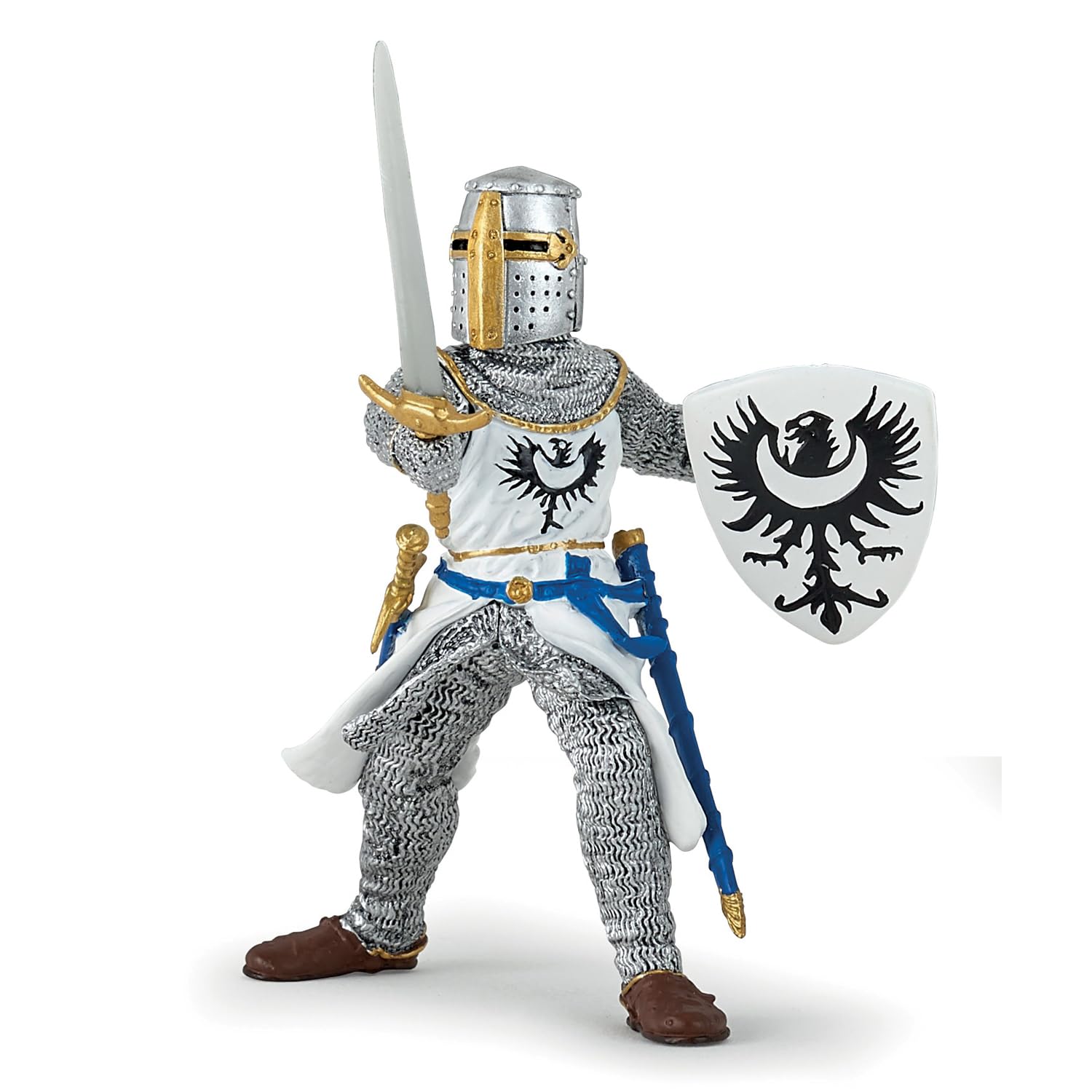 Papo -Dipinta a mano- figurina-Medioevo Mitico-Cavaliere bianco con spada-39946-Collezione -Adatto a bambini e bambine - A partire dai 3 anni di età
