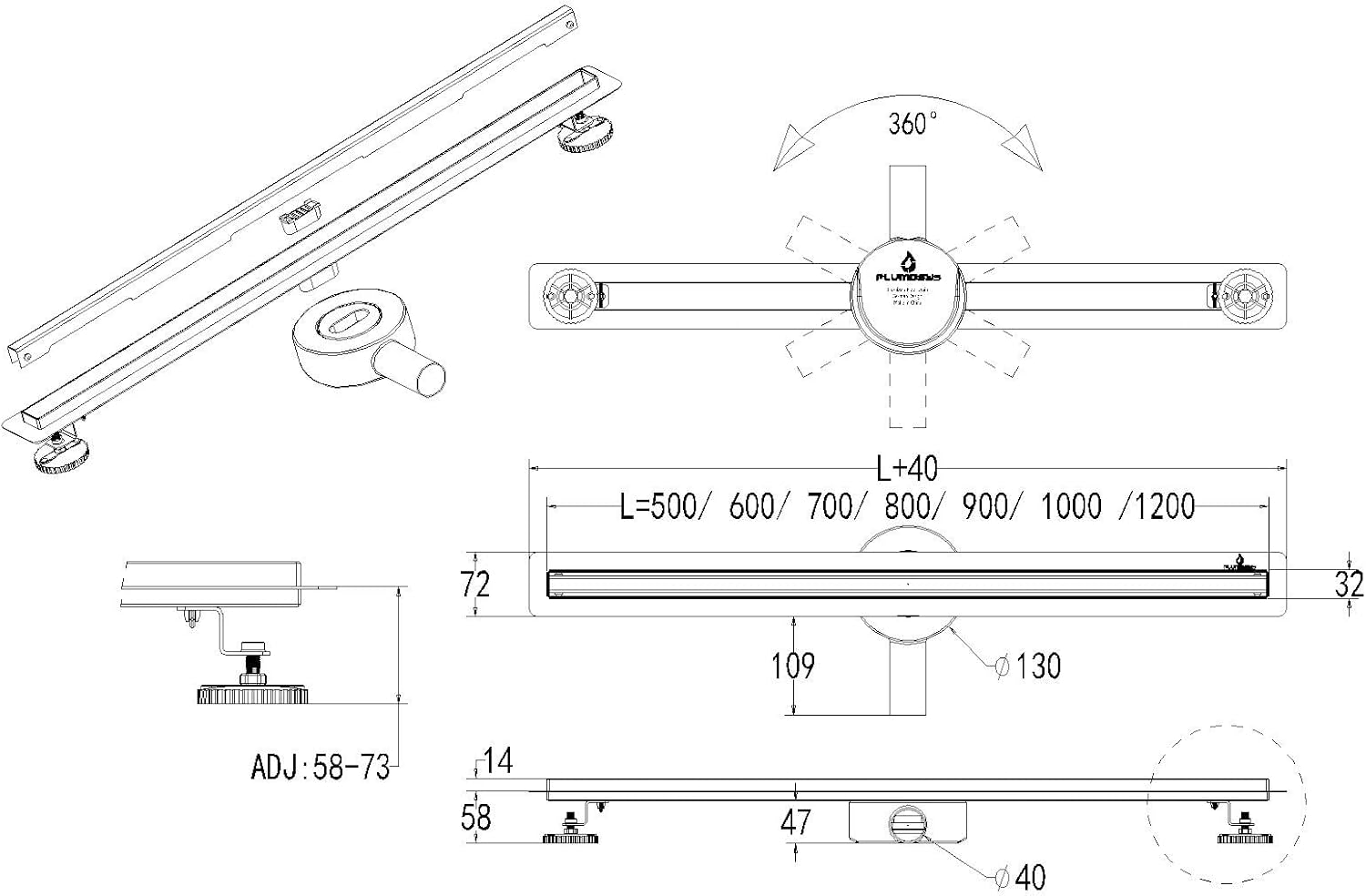 Canalina Doccia 60cm in Acciaio Inox - immagine 3