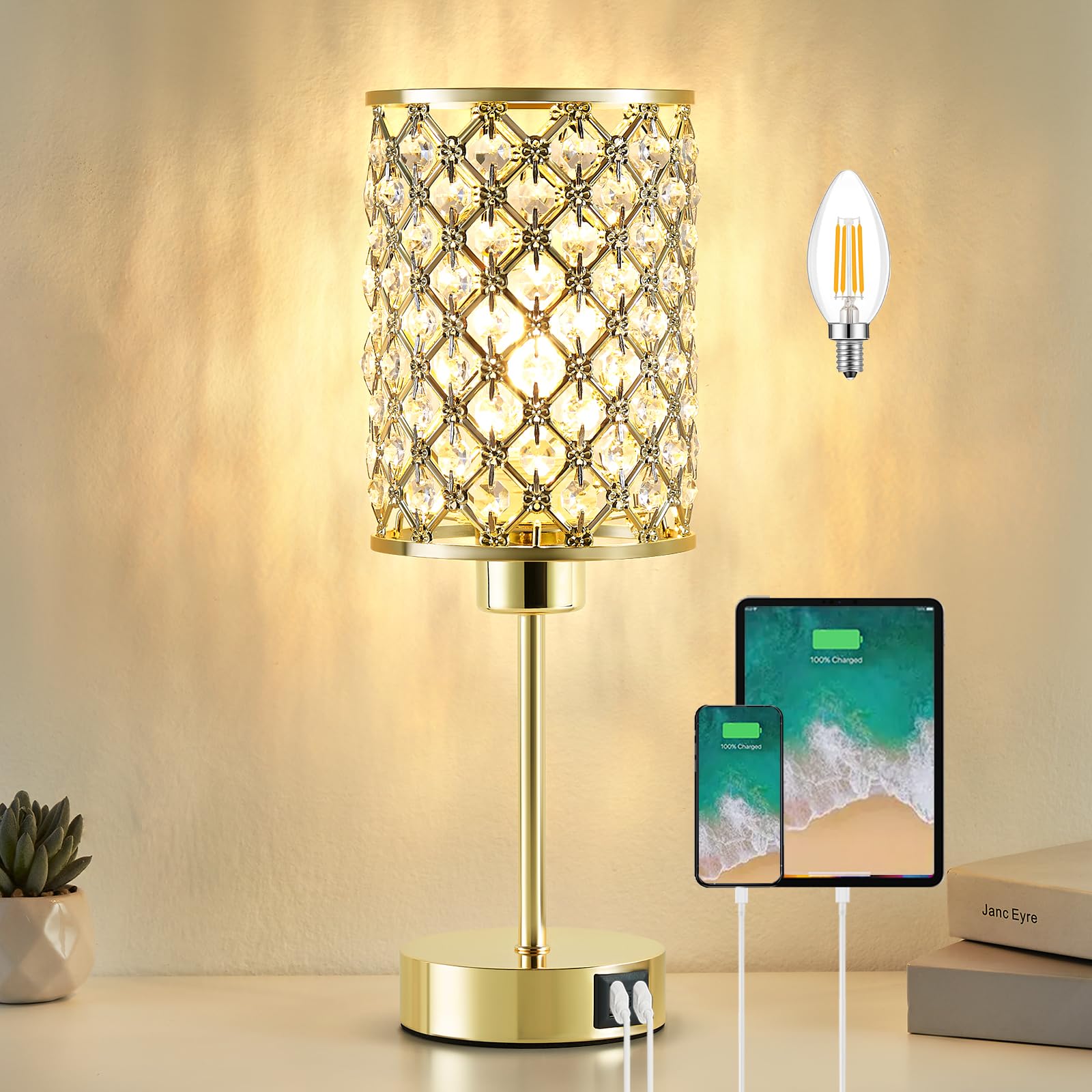 GyroVu Lampada Touch Oro in Cristallo