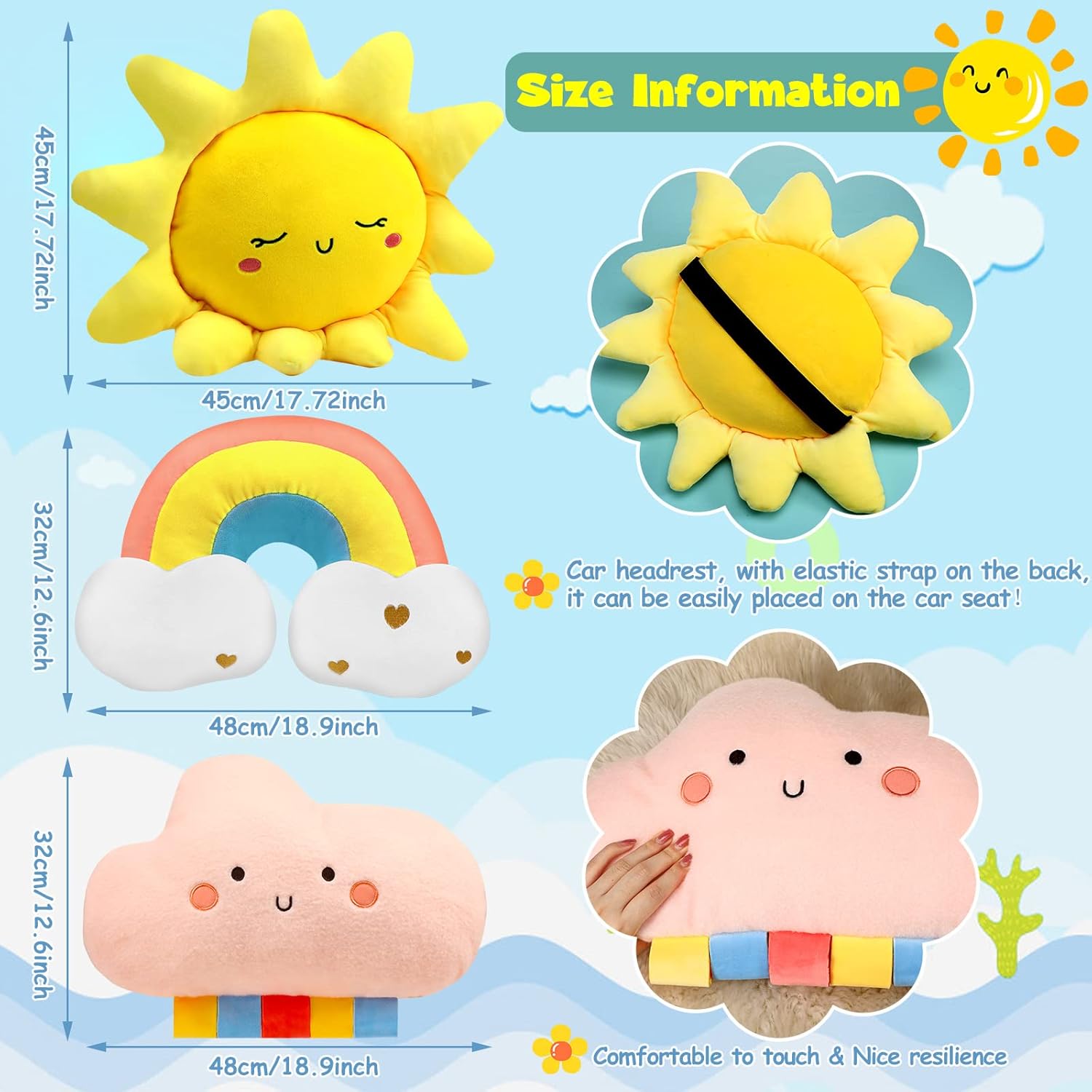 Queekay Cuscini Decorativi per Bambini 3 Forme - immagine 3