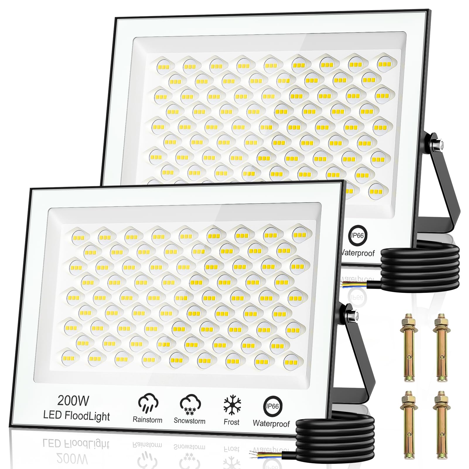 Faretto LED da Esterno 200W 2 Pezzi - 20000LM