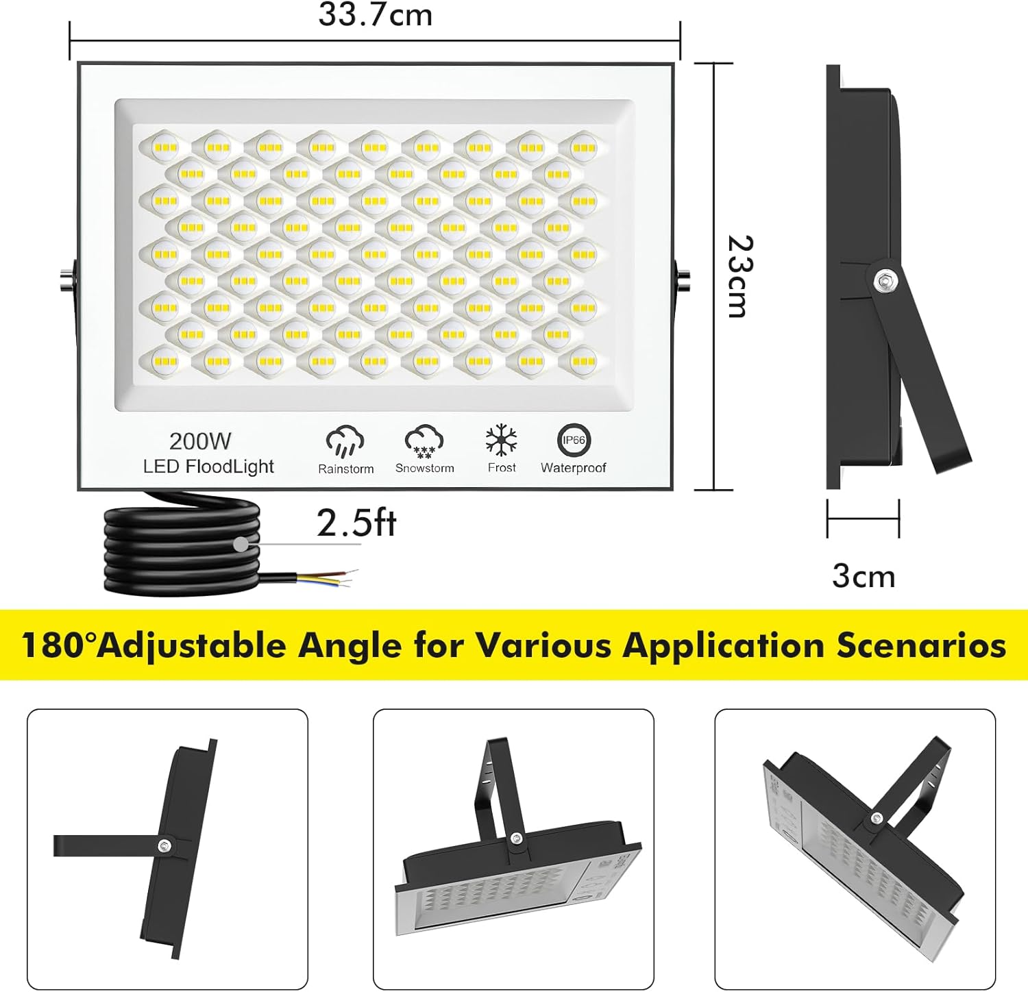 Faretto LED da Esterno 200W 2 Pezzi - 20000LM - immagine 6