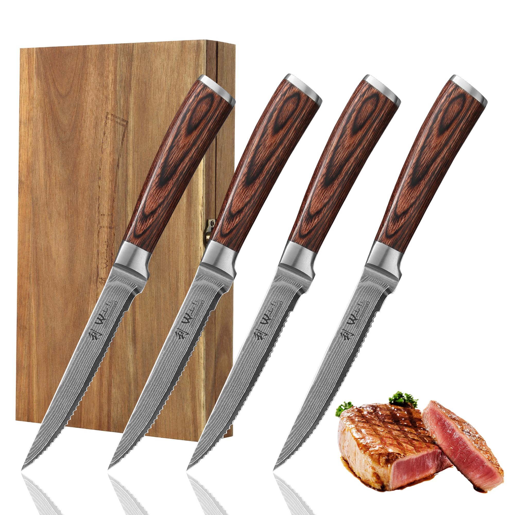 Wakoli Edib - Set 4 Coltelli Bistecca Damascato VG10