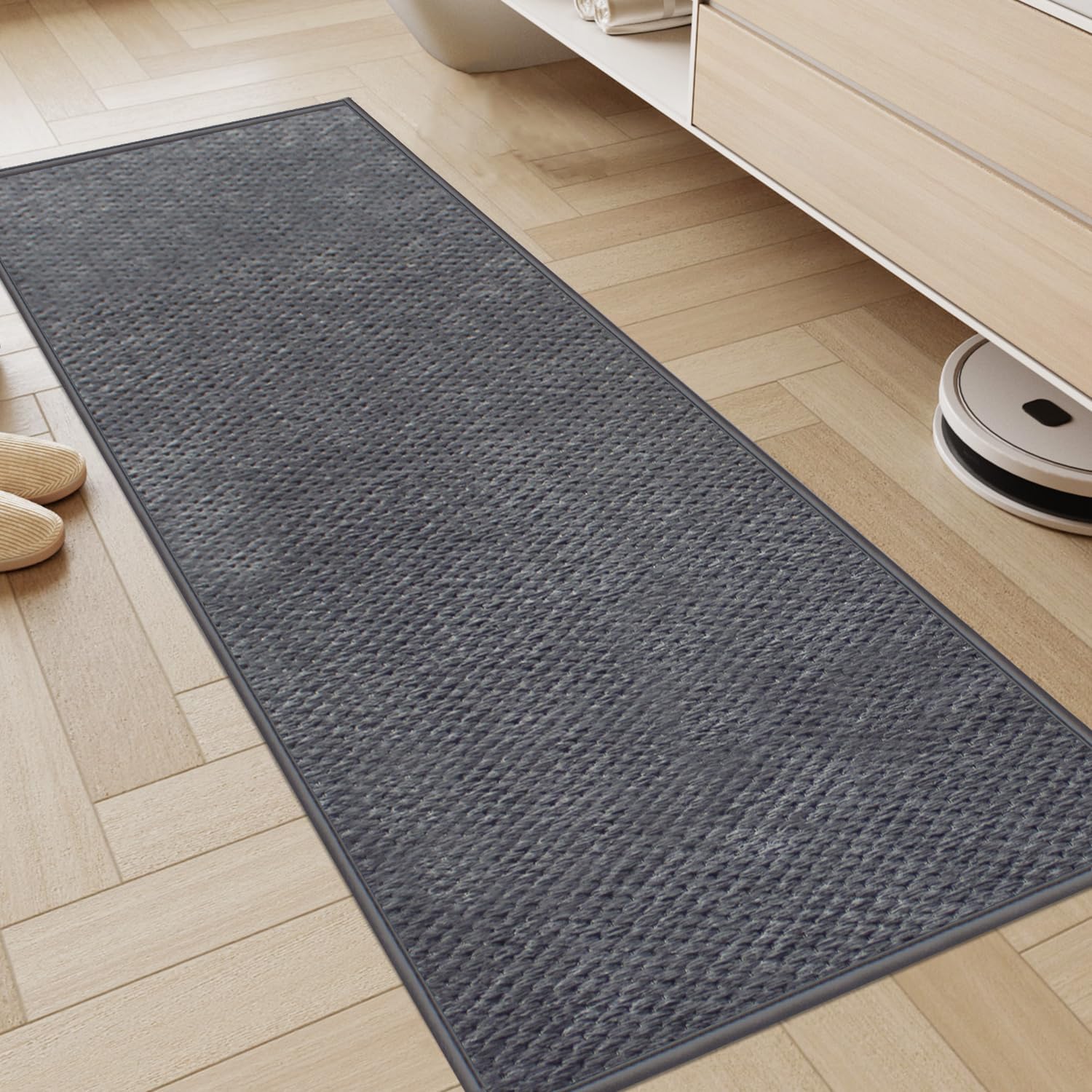 Tappeto Cucina Antiscivolo Lavabile 45x180cm, Grigio