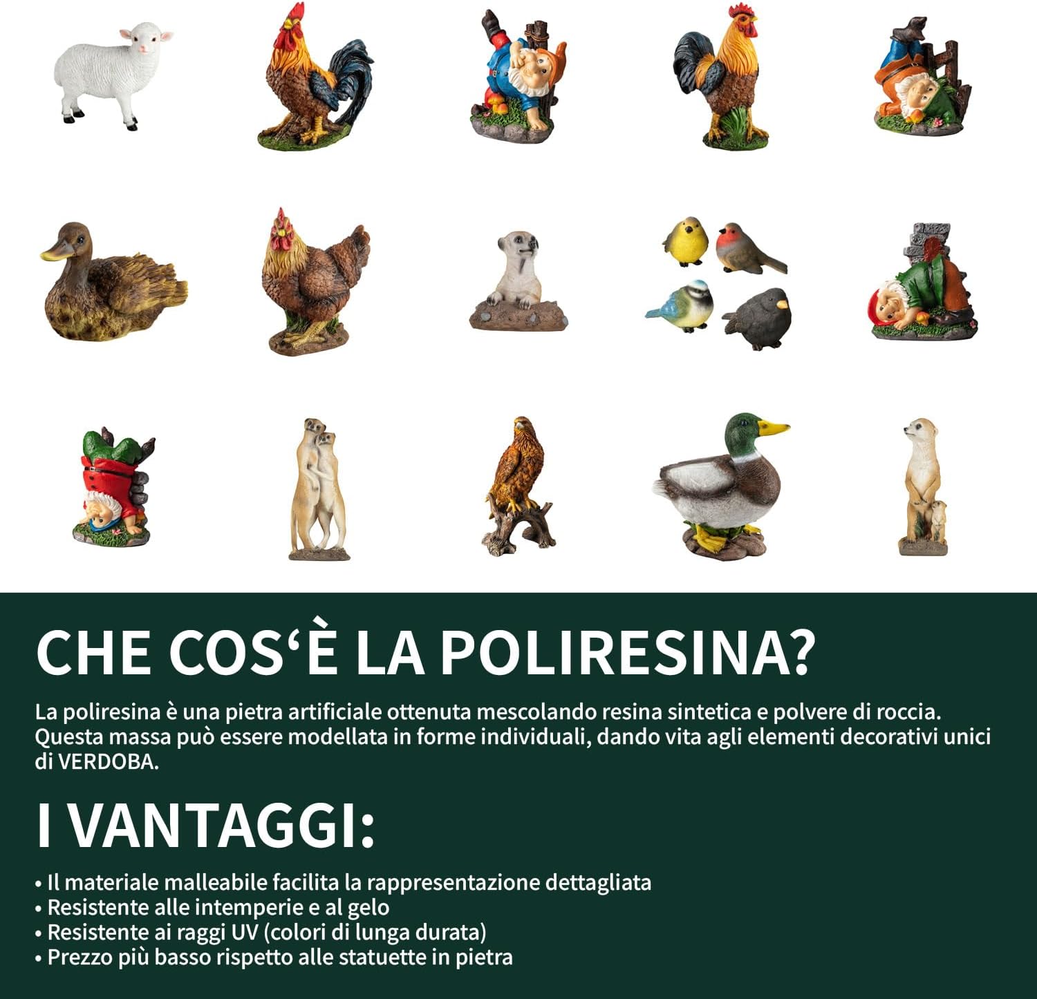 VERDOBA Statuetta Giardino Pollo in Resina Dipinta - immagine 6