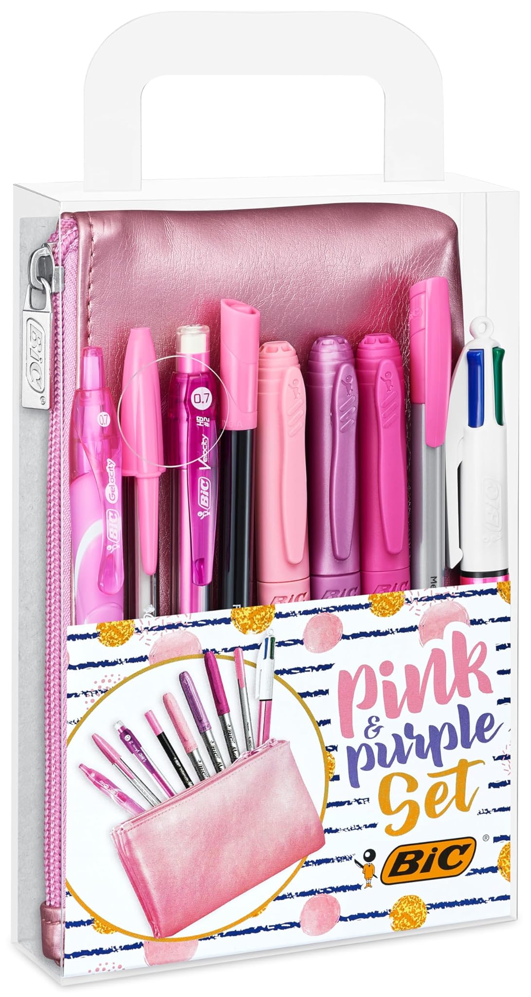Bic Pink & Purple - Kit Scrittura 10 Unità con Astuccio