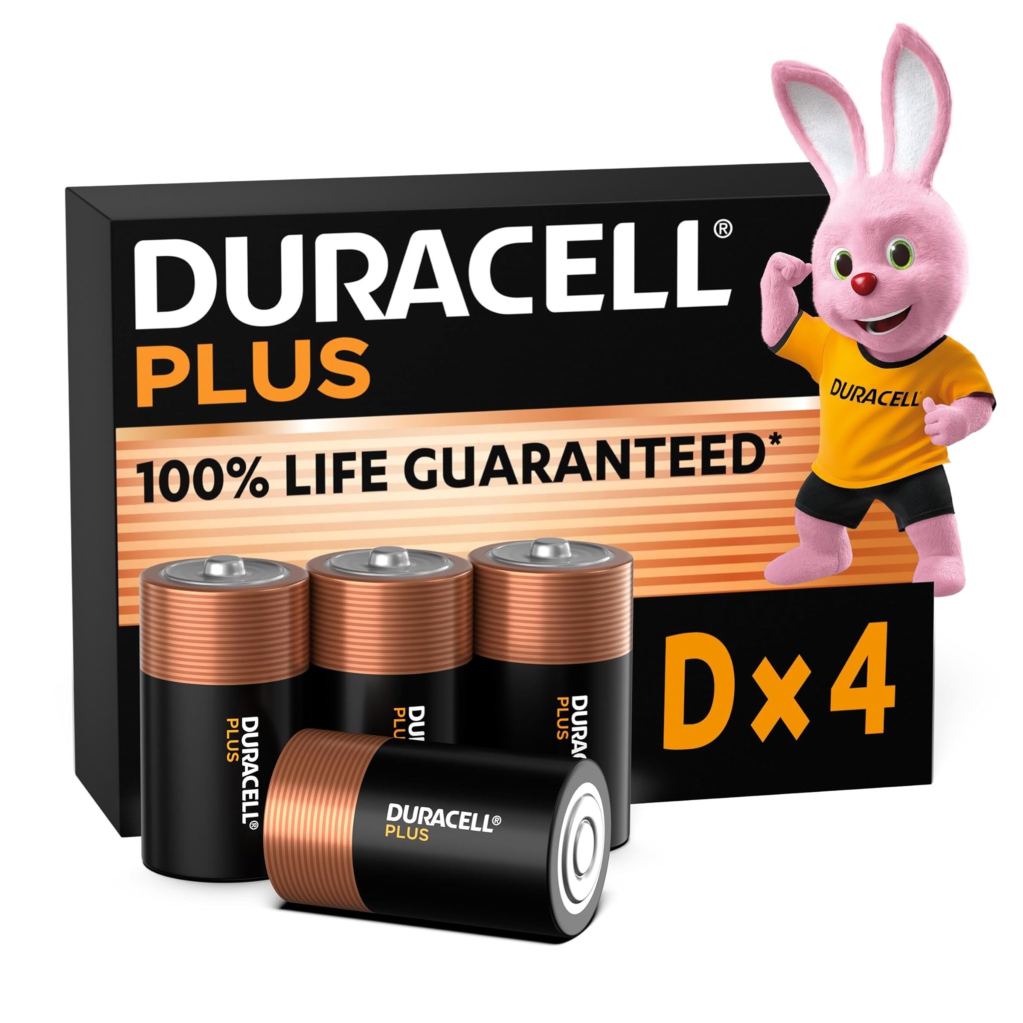 Duracell Batterie Plus D (Pacco da 4) Pile Alcaline 1.5V