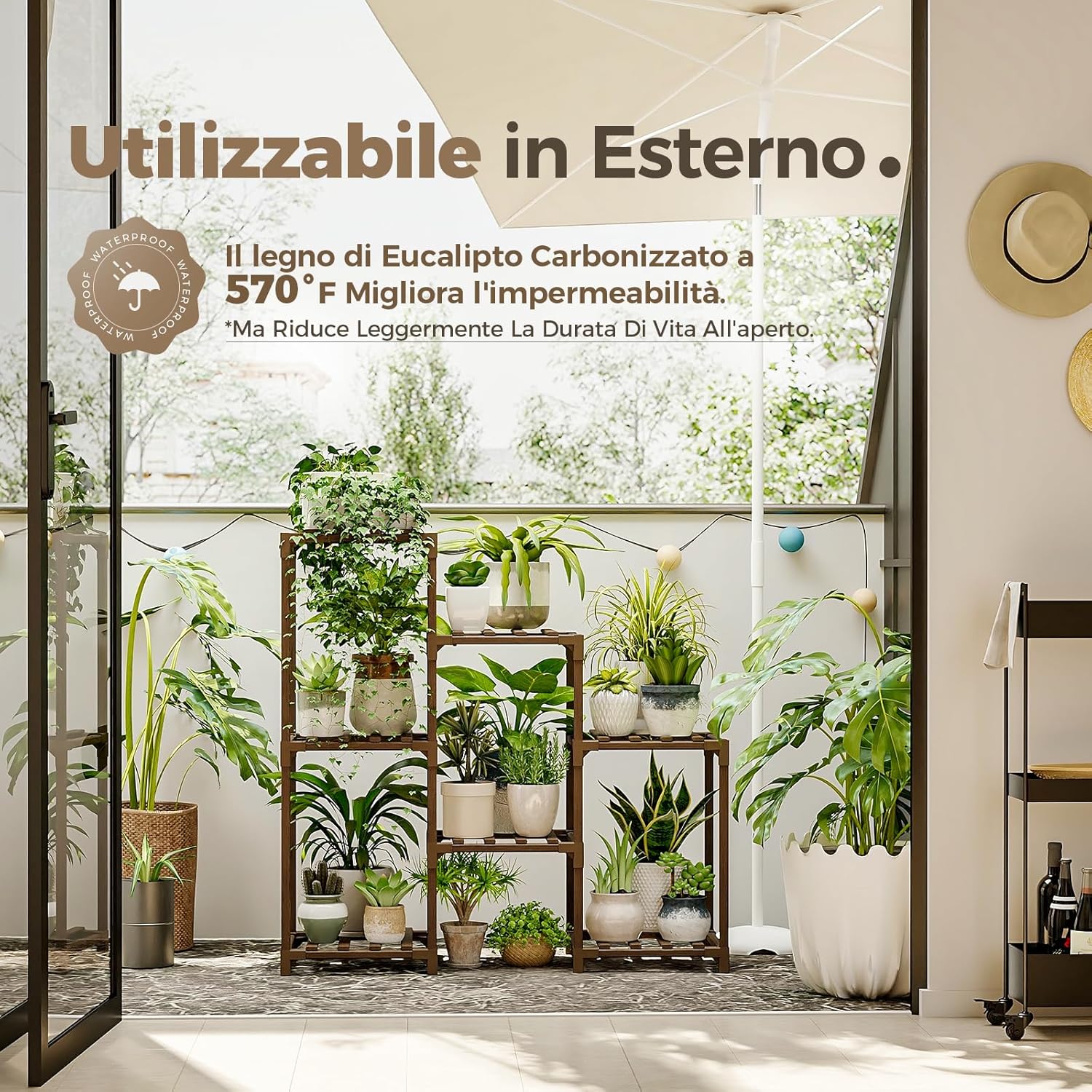 Bamworld Porta Piante da Interno/Esterno in Legno - immagine 3