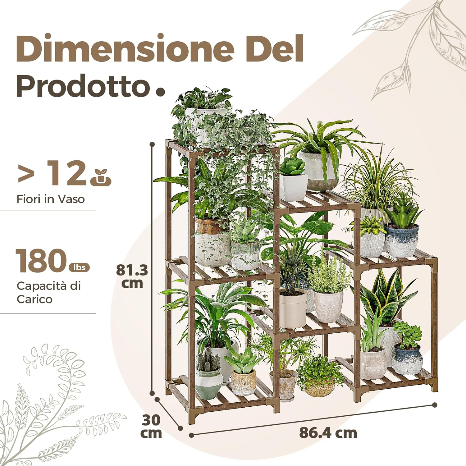 Bamworld Porta Piante da Interno/Esterno in Legno - immagine 4