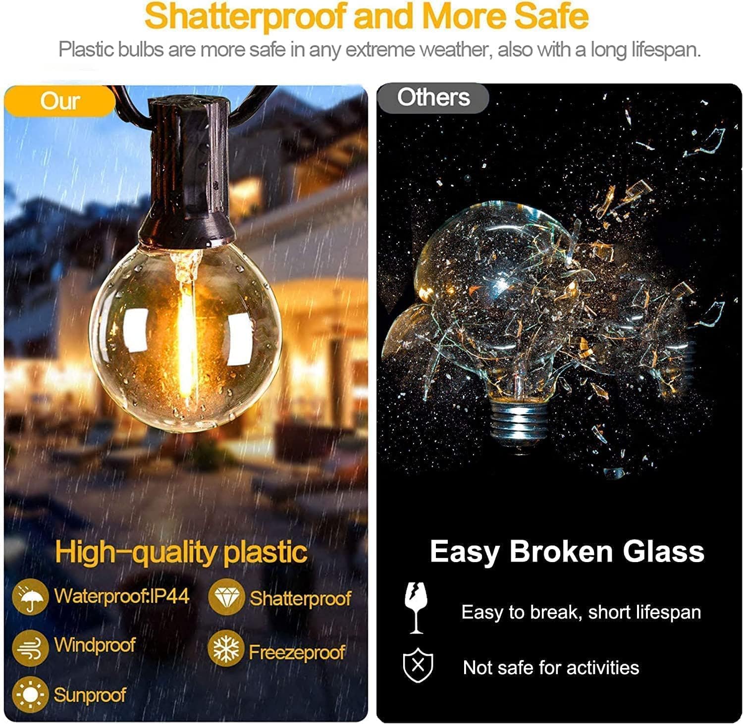 Bomcosy Catena Luminosa Esterno 2x15M, Infrangibile - immagine 2