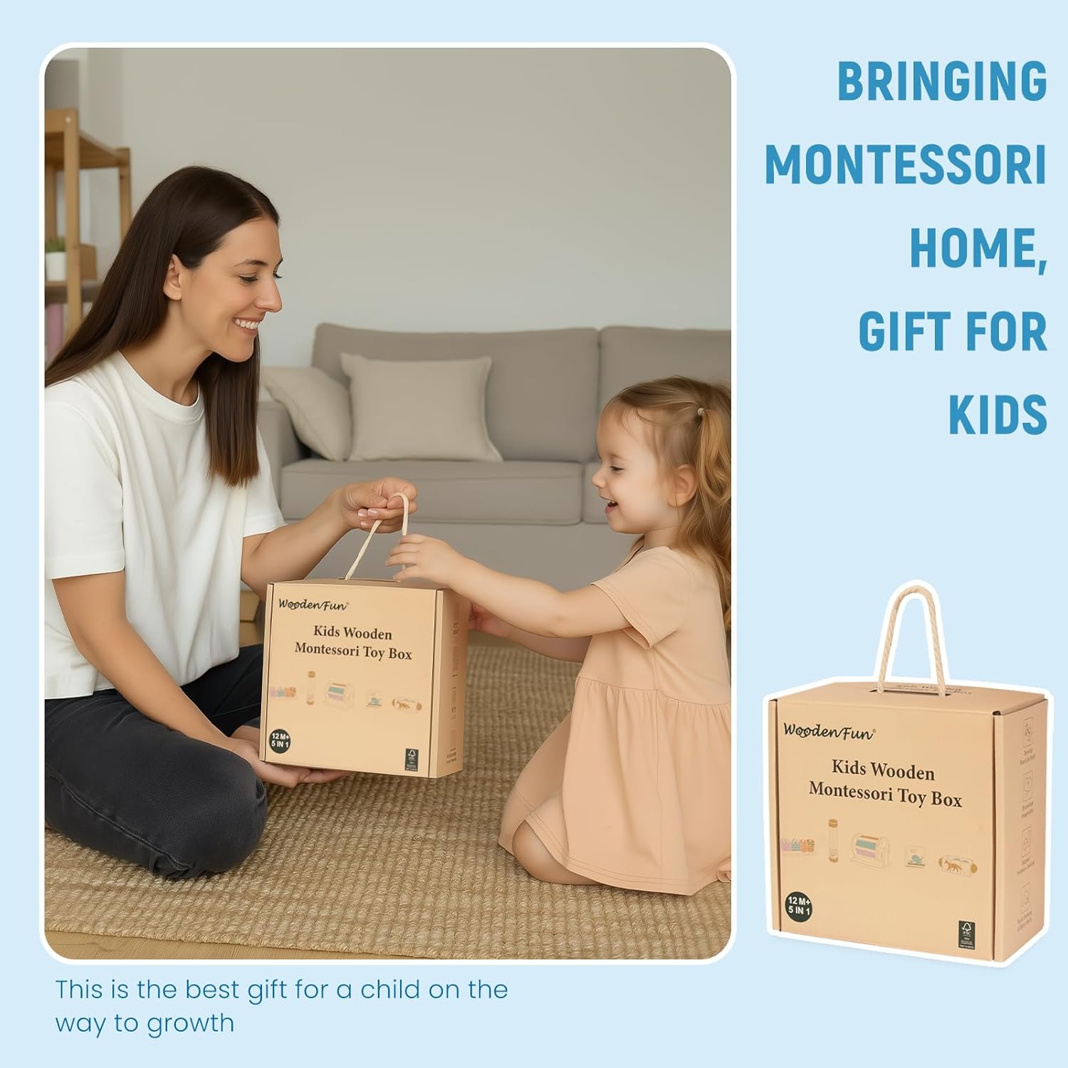 Montessori - Set Giocattoli in Legno 6 Pezzi - immagine 4