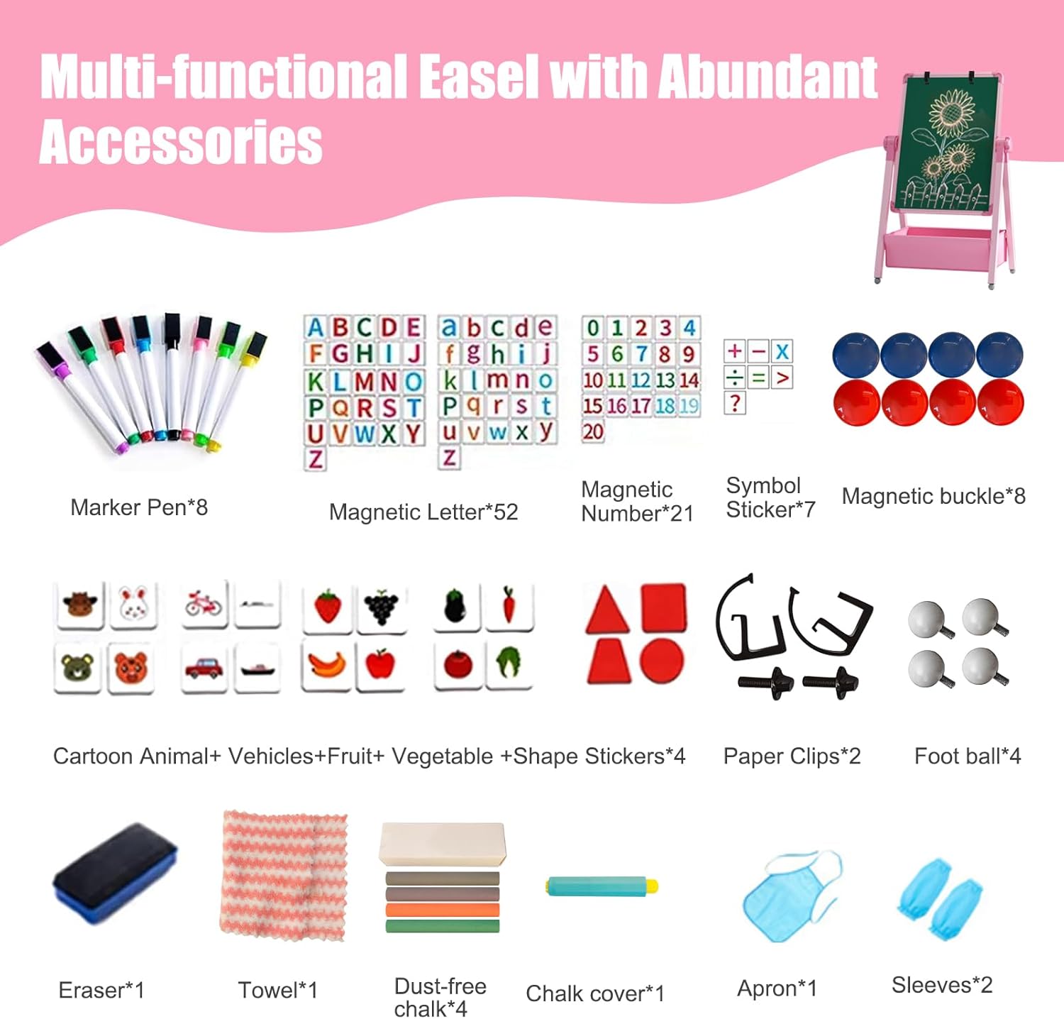 Lavagna per Bambini 3 in 1 Regolabile e Pieghevole - immagine 2