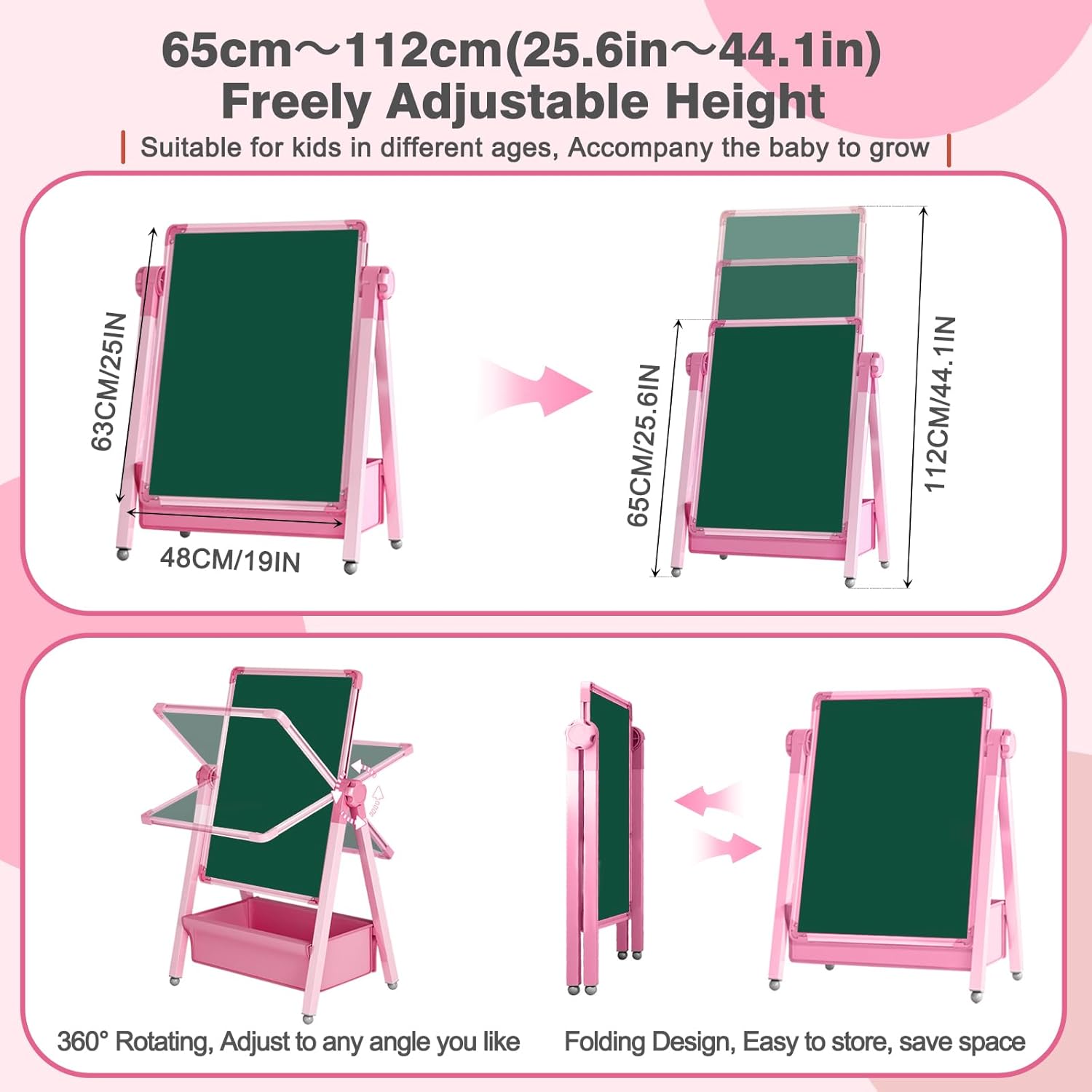 Lavagna per Bambini 3 in 1 Regolabile e Pieghevole - immagine 4