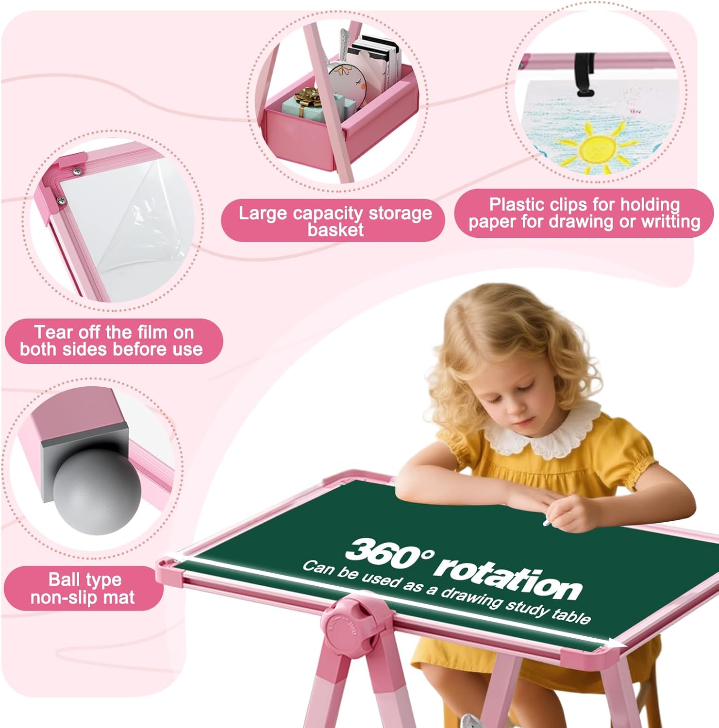 Lavagna per Bambini 3 in 1 Regolabile e Pieghevole - immagine 5