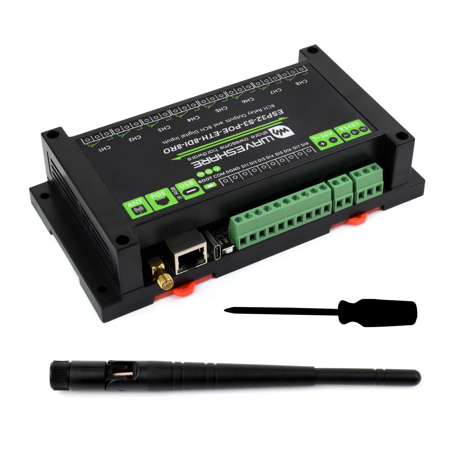 Waveshare ESP32-S3-POE-ETH-8DI-8RO Modulo WiFi Industriale