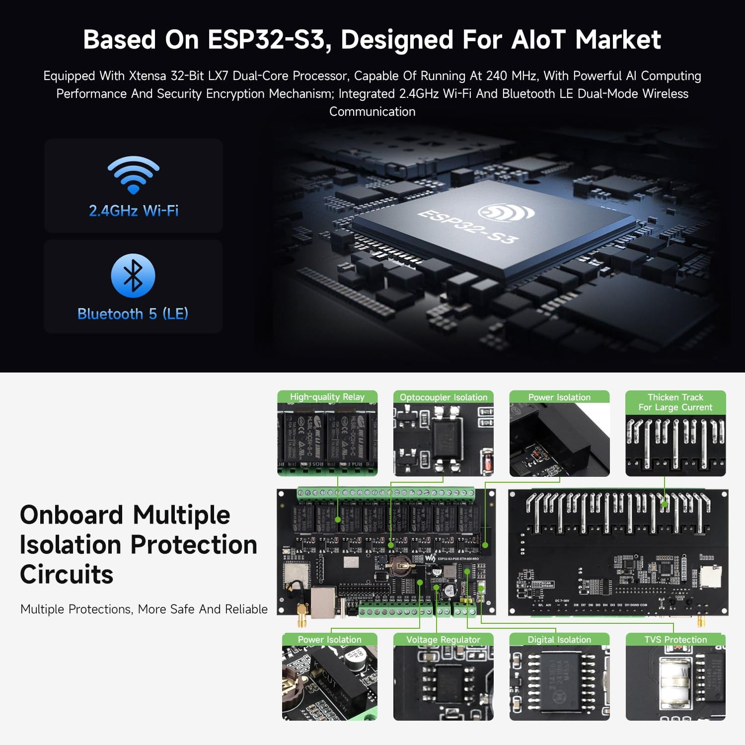 Waveshare ESP32-S3-POE-ETH-8DI-8RO Modulo WiFi Industriale - immagine 5