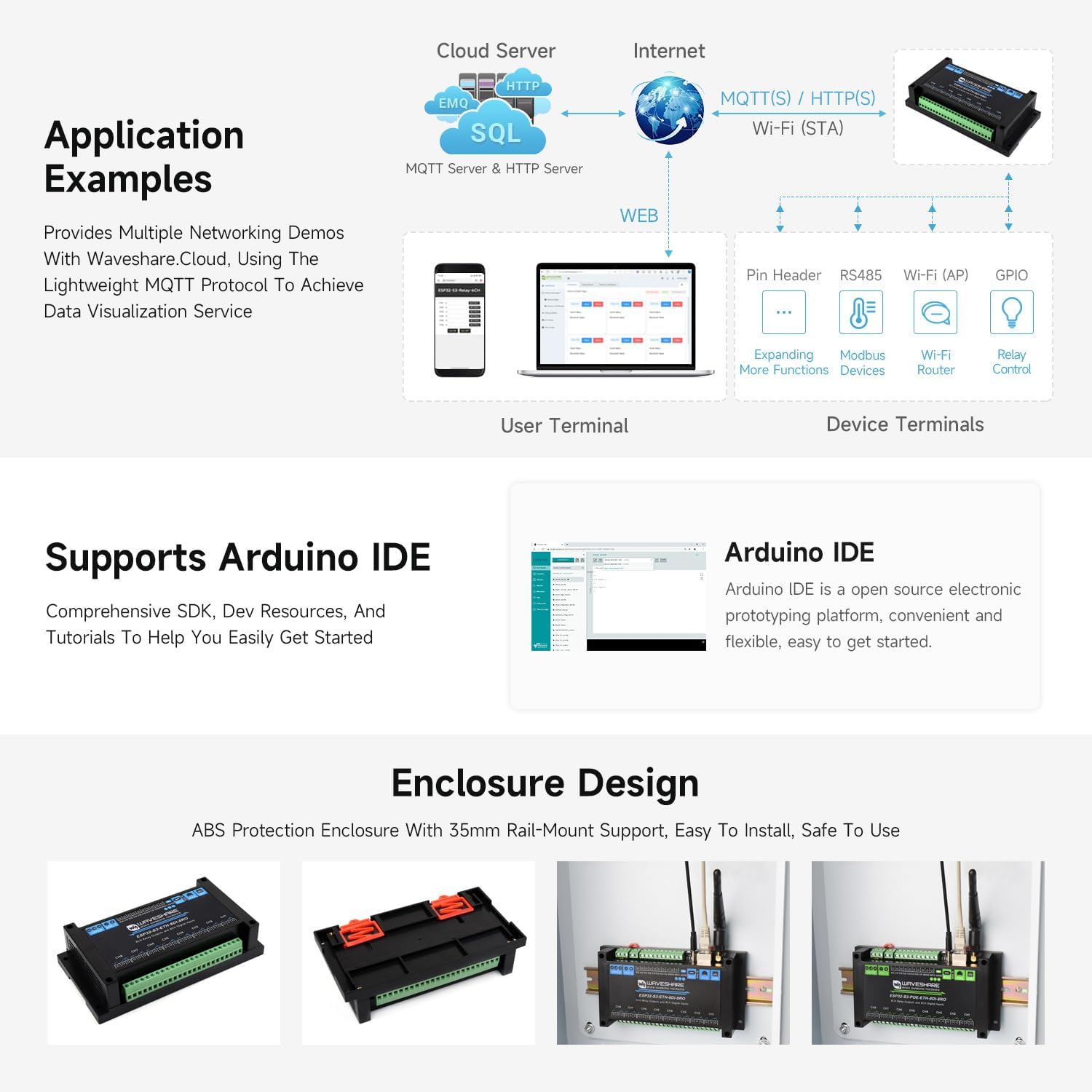 Waveshare ESP32-S3-POE-ETH-8DI-8RO Modulo WiFi Industriale - immagine 8
