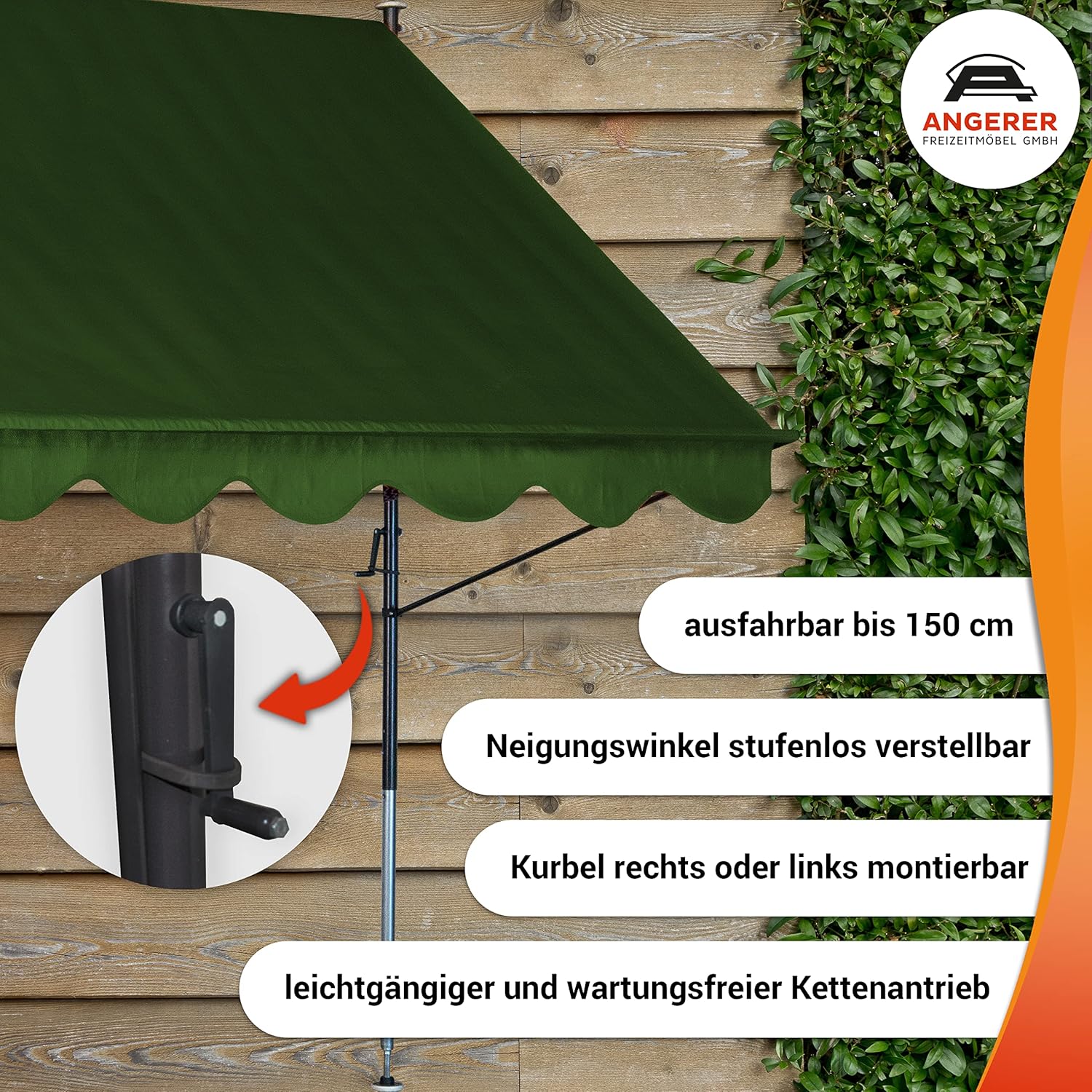 Angerer Tendone Standard a Morsetto, 200 cm, Colore: Verde - immagine 2