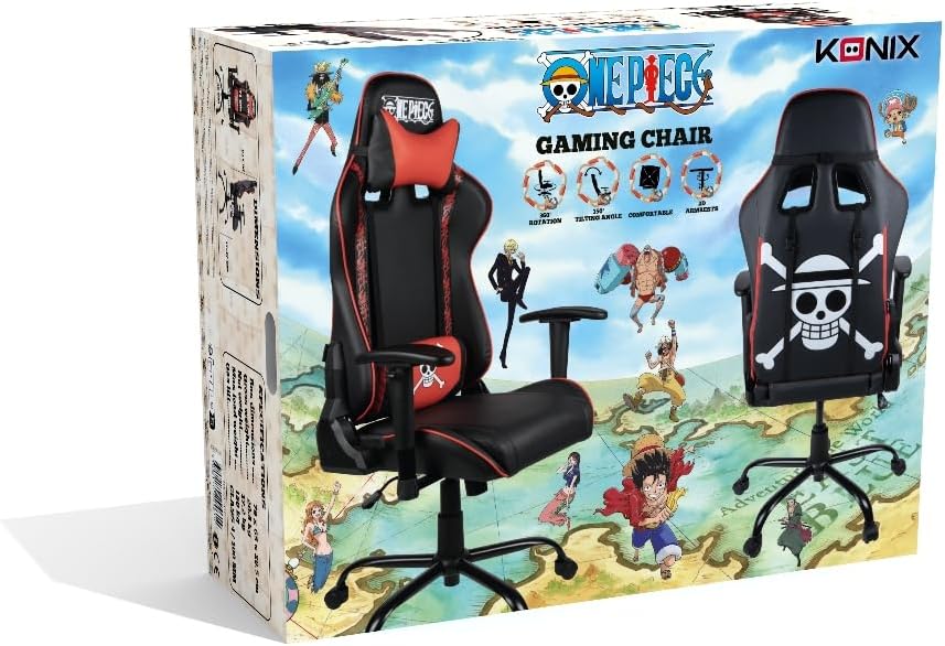 Konix Sedia da Ufficio Gaming One Piece, Nero e Rosso - immagine 6