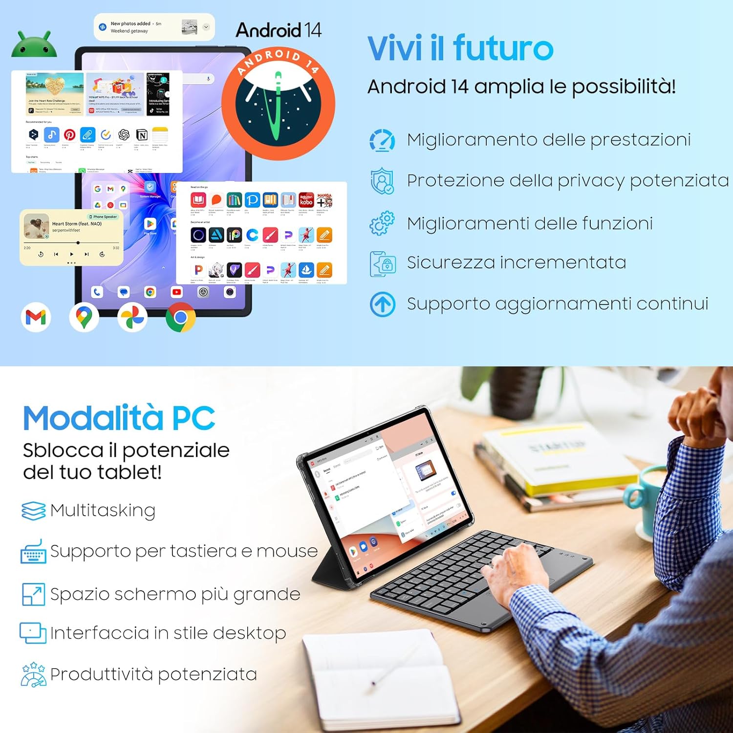 Blackview Tablet Android 14 11 Pollici 12GB RAM 128GB ROM - immagine 5