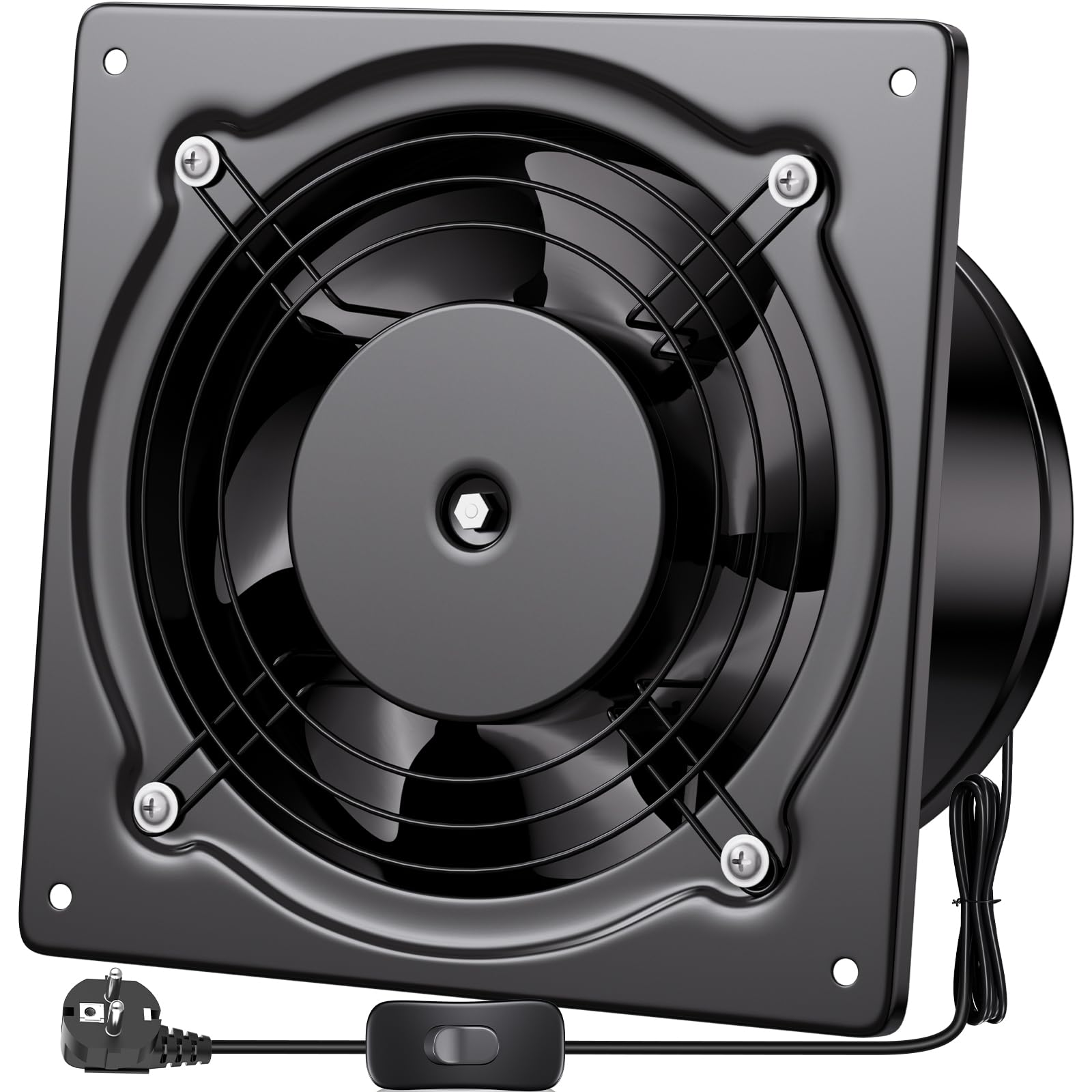 Hon&guan Ventilatore di Scarico 150mm con Interruttore, Nero