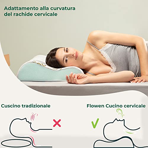 Flowen Cuscino Cervicale Memory Foam Ortopedico Aloe Vera - immagine 3