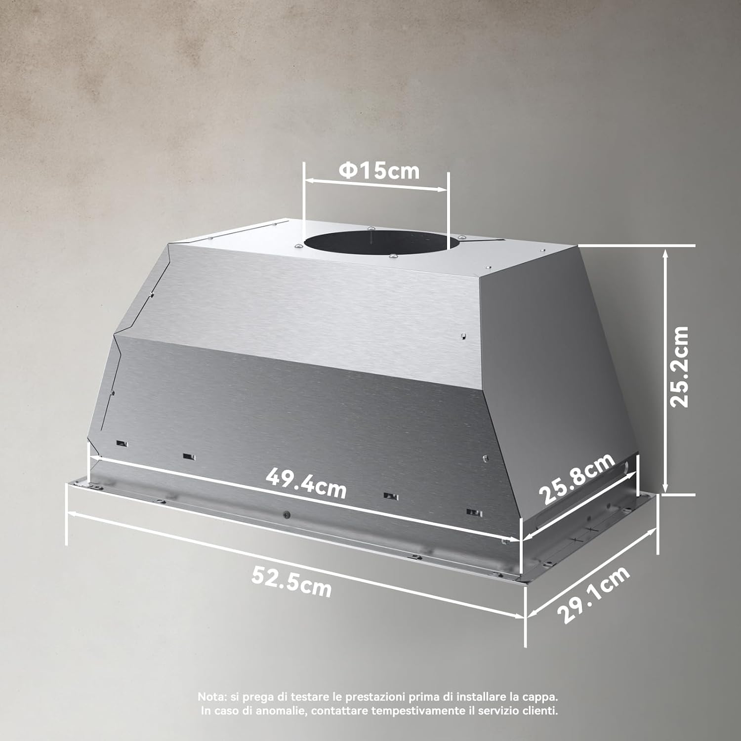Hermitlux Cappa Aspirante Incasso 52 cm, Classe A - immagine 2
