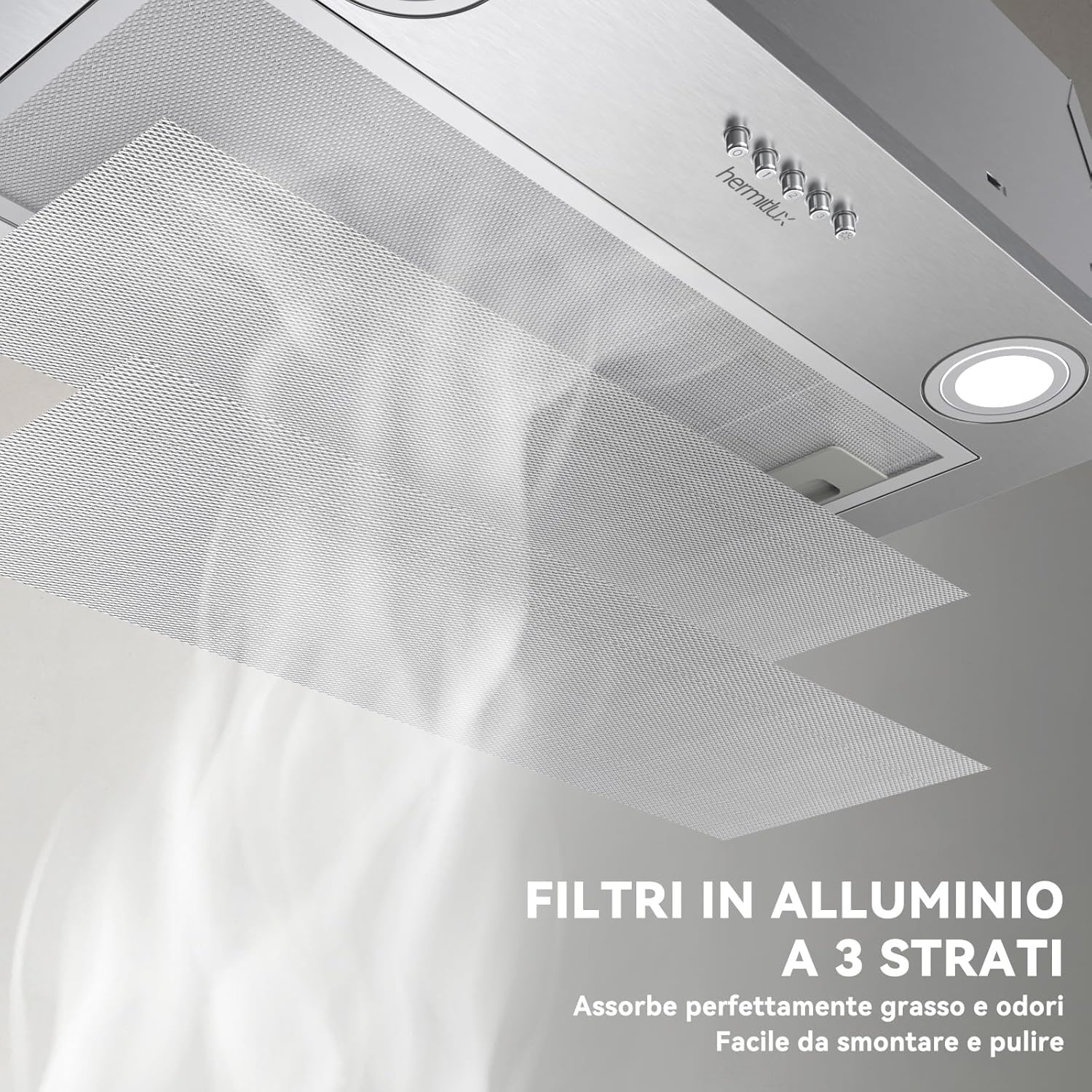 Hermitlux Cappa Aspirante Incasso 52 cm, Classe A - immagine 5