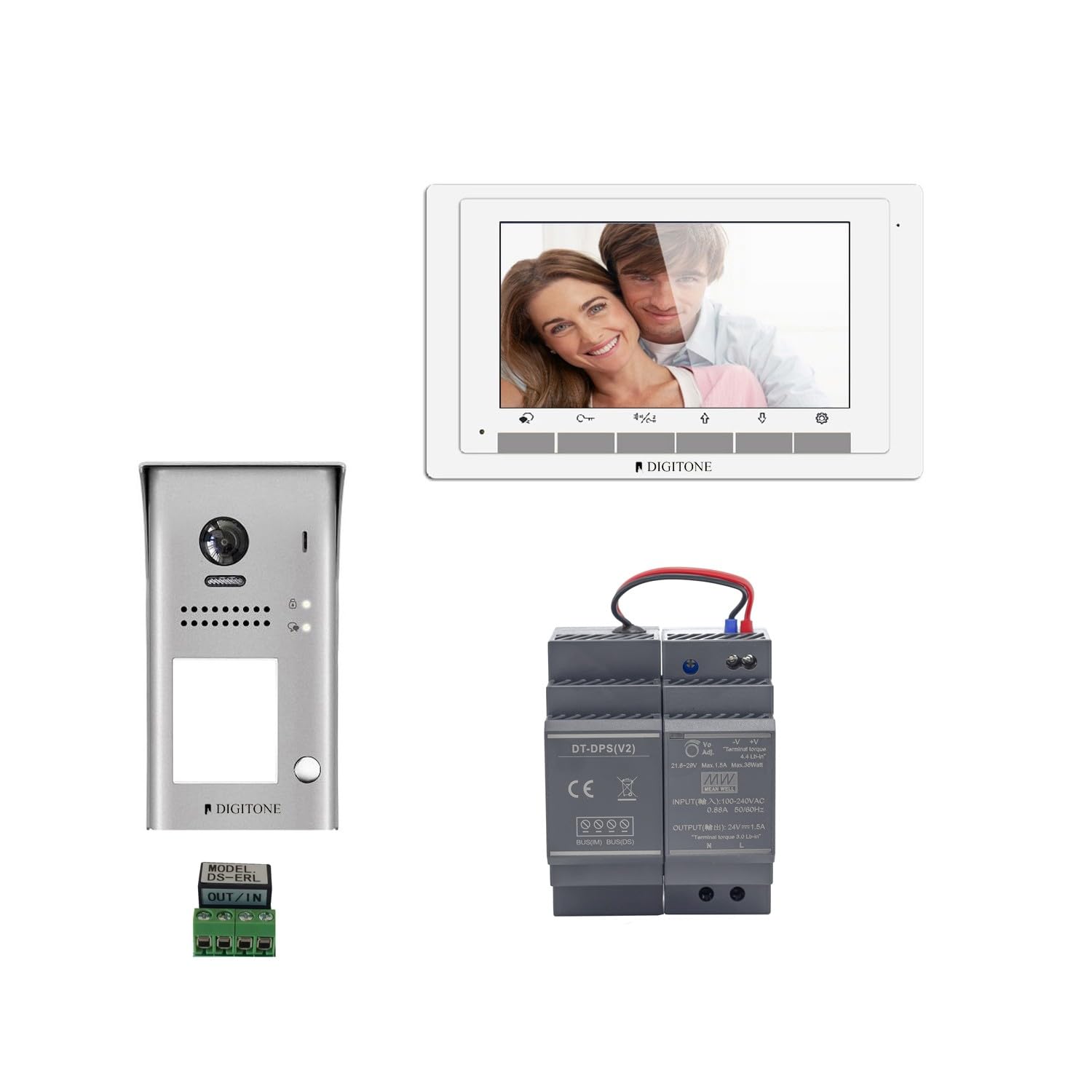 DIGI7 Kit videocitofono con Monitor, Argento