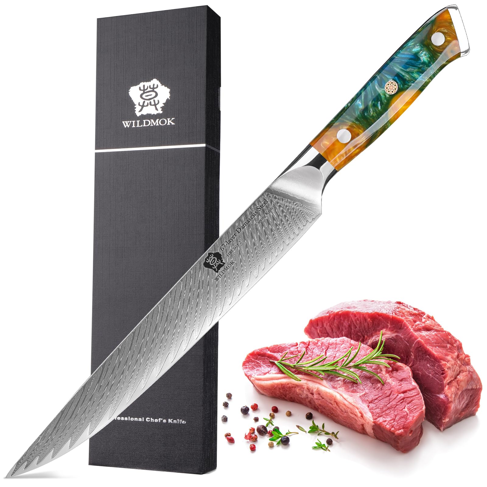 Wildmok Coltello da Intaglio Damasco 22.9cm