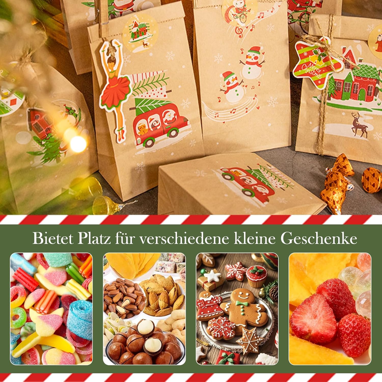 Calendario Avvento Fai da Te con 24 Sacchetti Kraft - immagine 3