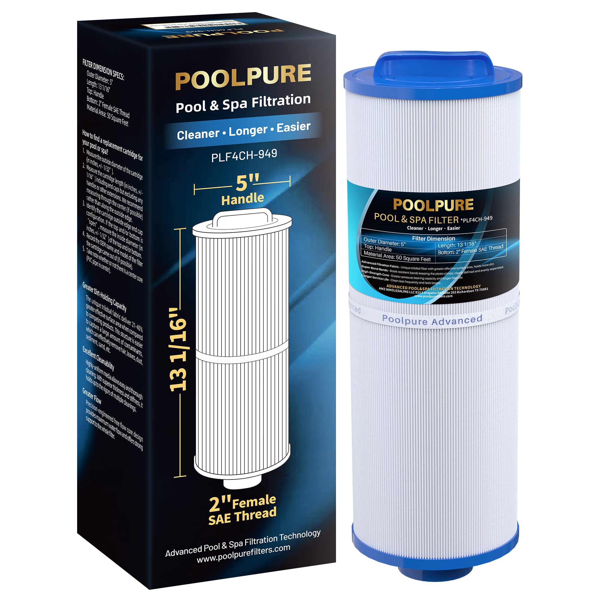 POOLPURE 4CH-949 - Filtro di Ricambio 1 Confezione