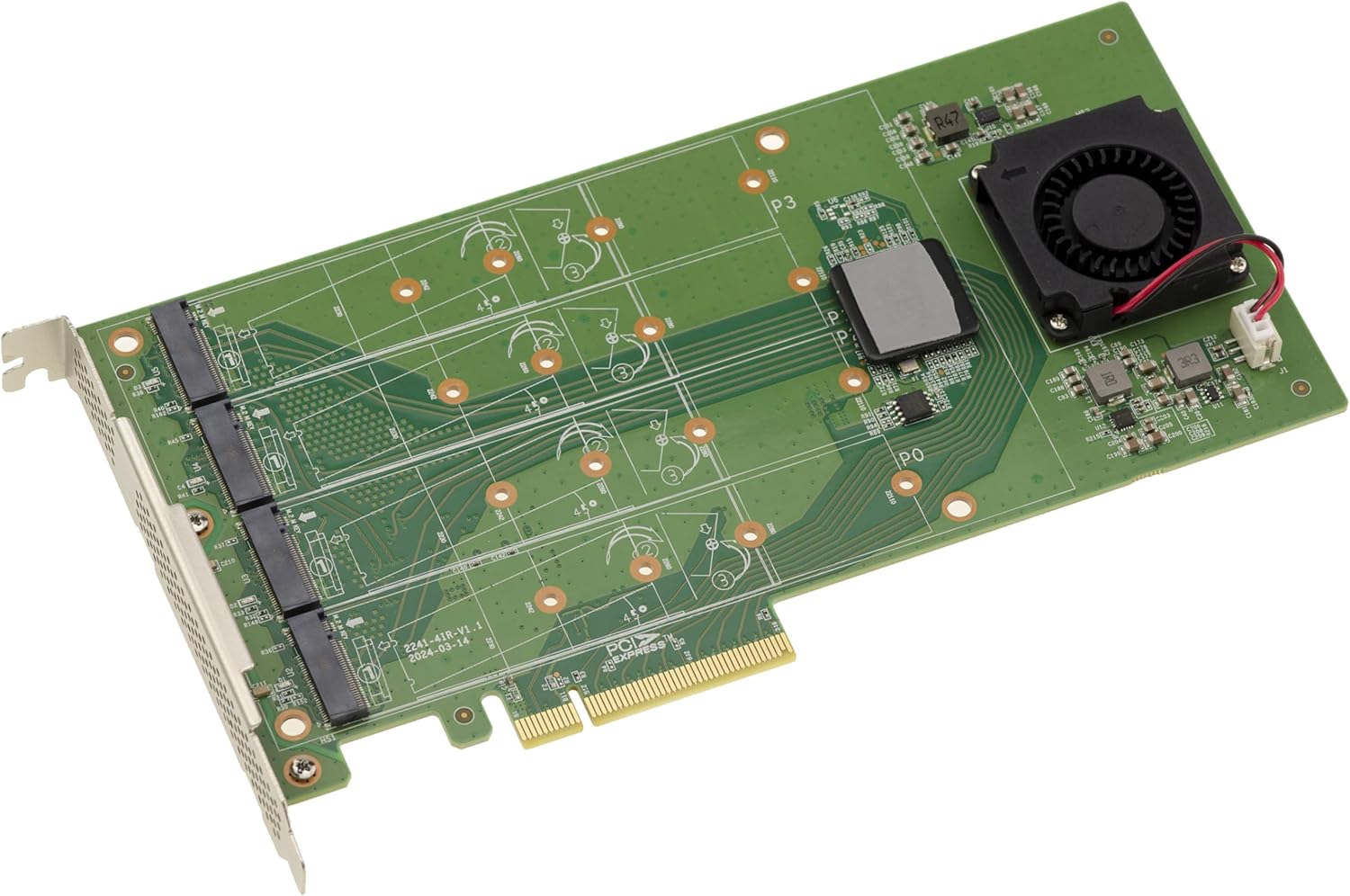 Kalea-informatique Scheda Controller PCIe 3.0 x8 per 4 SSD M.2 - immagine 2